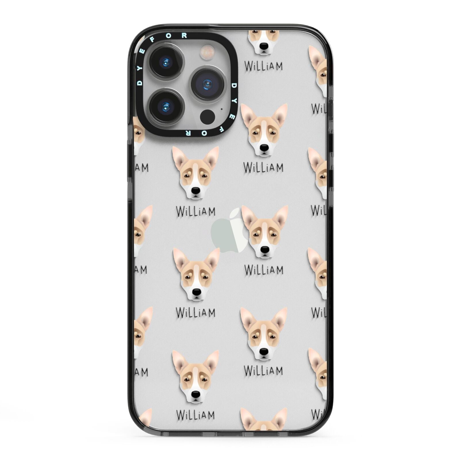 Australian Working Kelpie Icon with Name iPhone 13 Pro Max Black Impact Case on Silver phone