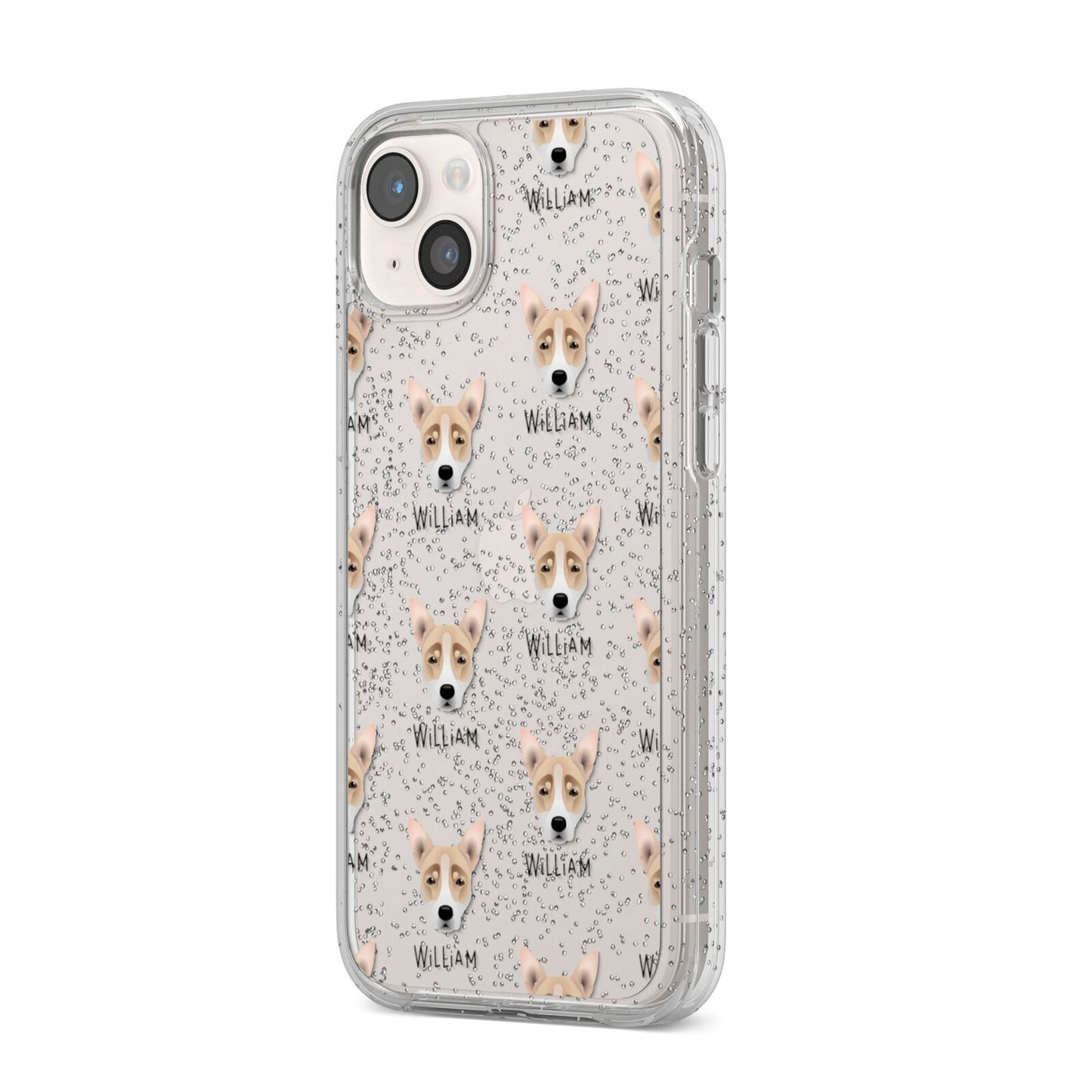 Australian Working Kelpie Icon with Name iPhone 14 Plus Glitter Tough Case Starlight Angled Image