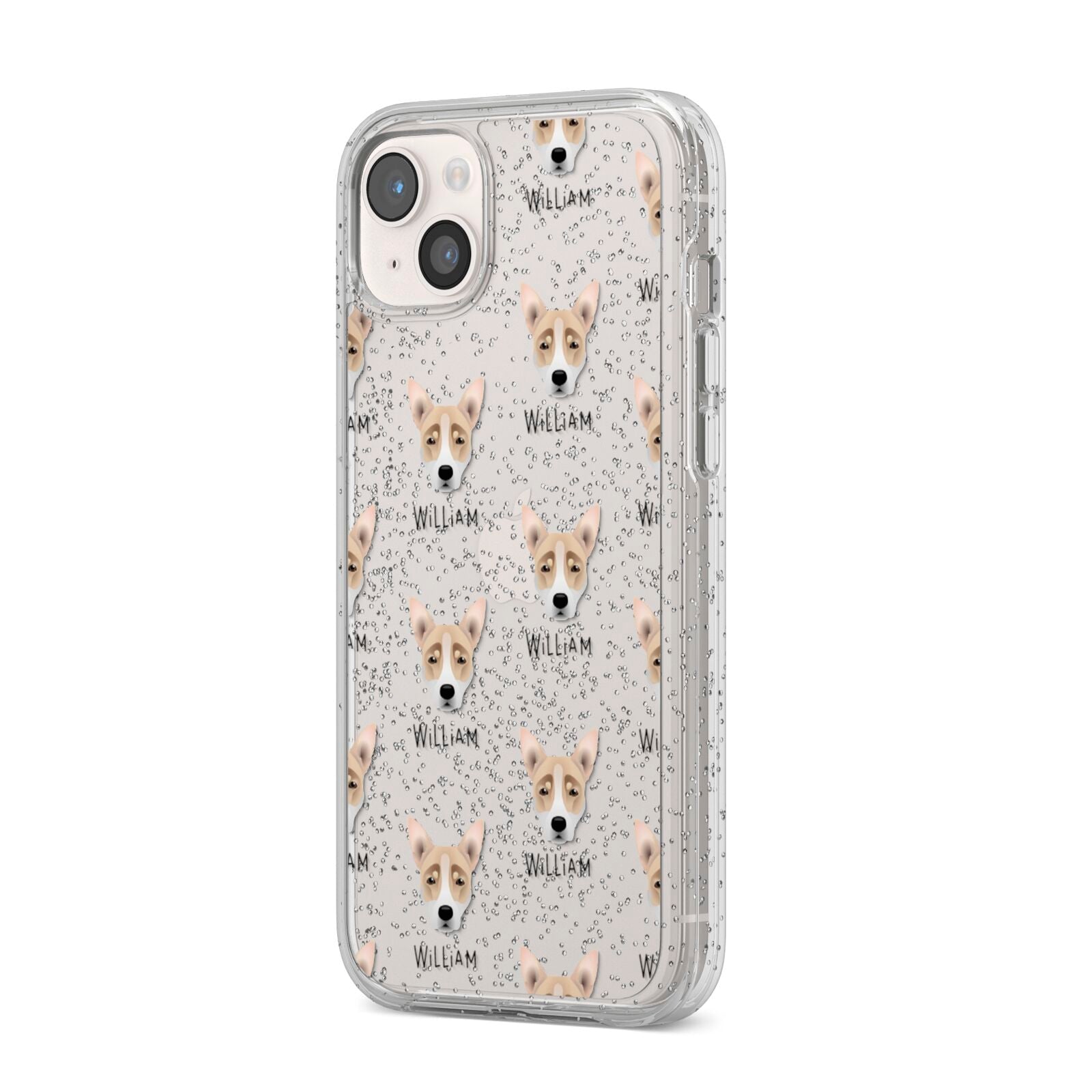 Australian Working Kelpie Icon with Name iPhone 14 Plus Glitter Tough Case Starlight Angled Image