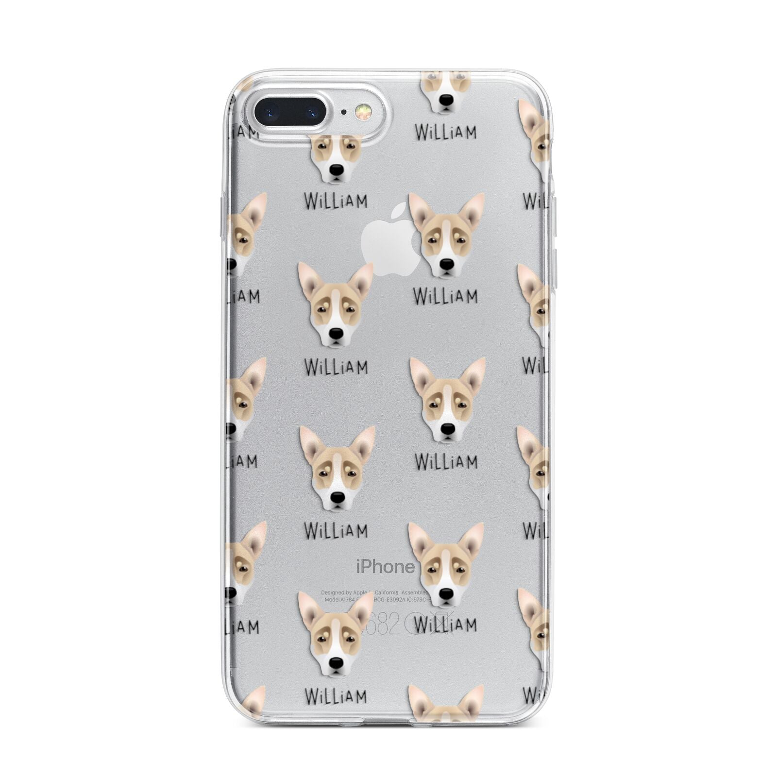 Australian Working Kelpie Icon with Name iPhone 7 Plus Bumper Case on Silver iPhone