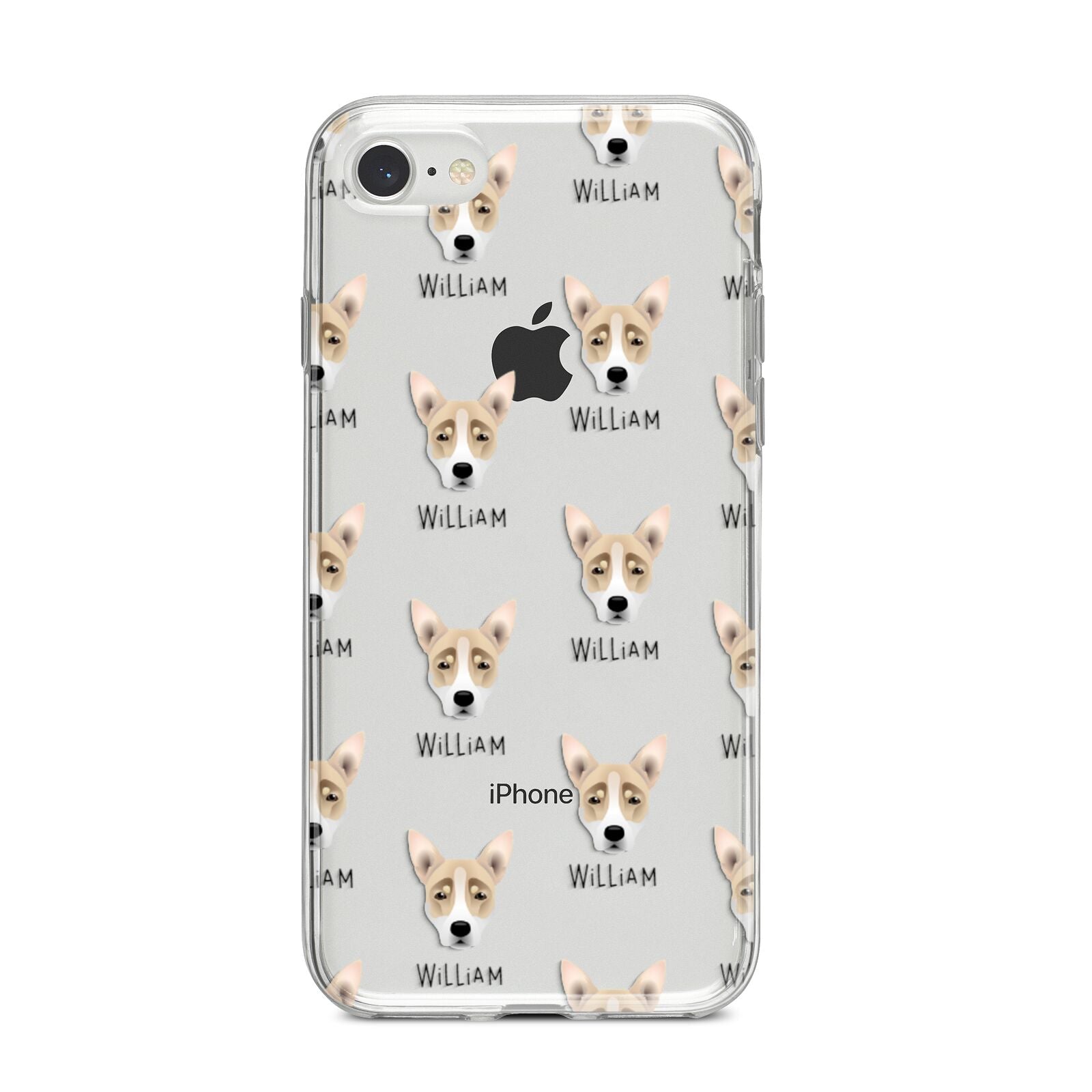 Australian Working Kelpie Icon with Name iPhone 8 Bumper Case on Silver iPhone