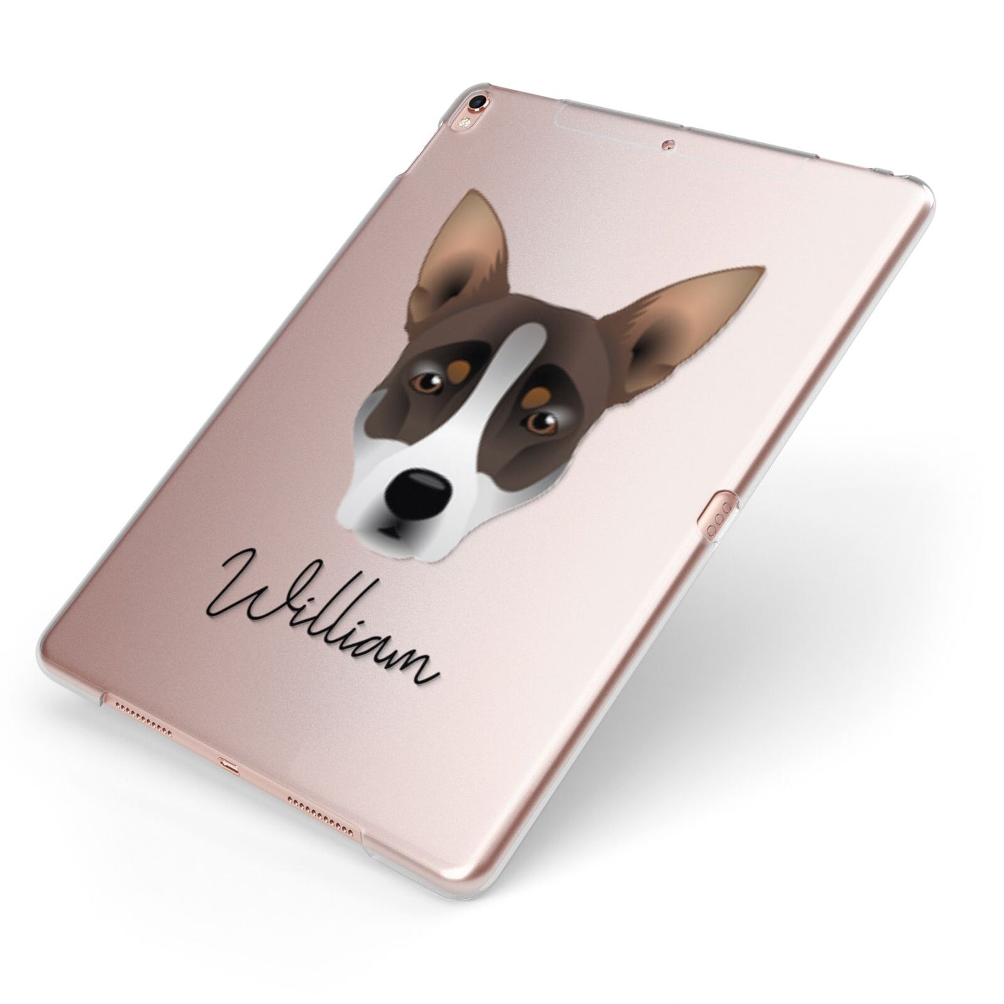 Australian Working Kelpie Personalised Apple iPad Case on Rose Gold iPad Side View