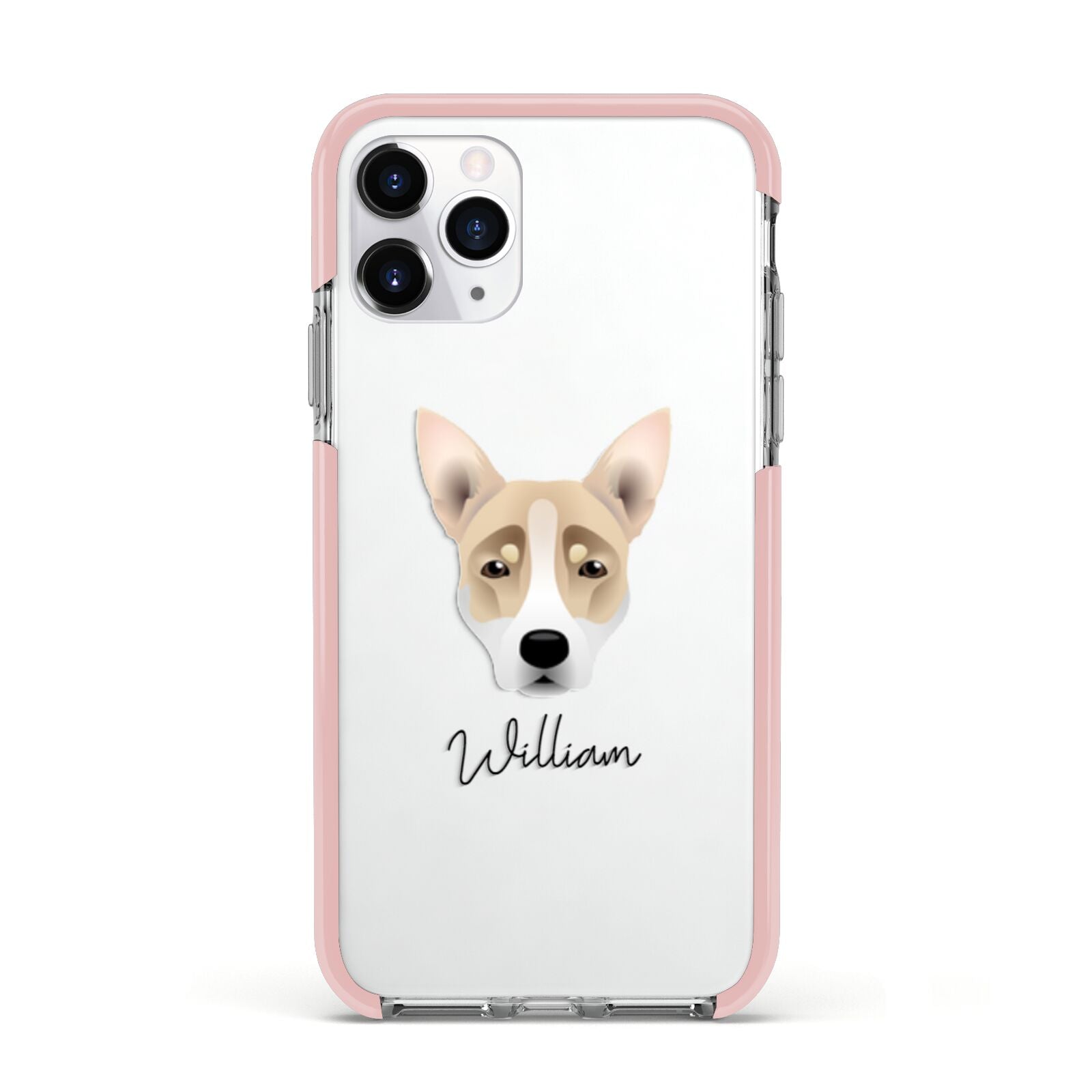 Australian Working Kelpie Personalised Apple iPhone 11 Pro in Silver with Pink Impact Case