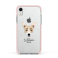 Australian Working Kelpie Personalised Apple iPhone XR Impact Case Pink Edge on Silver Phone