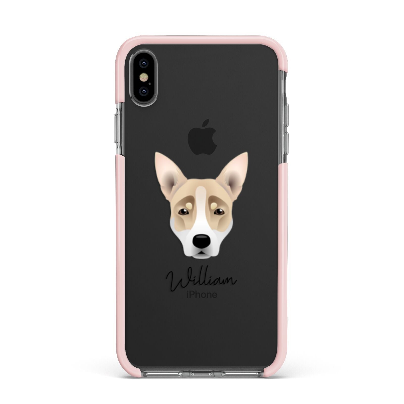 Australian Working Kelpie Personalised Apple iPhone Xs Max Impact Case Pink Edge on Black Phone