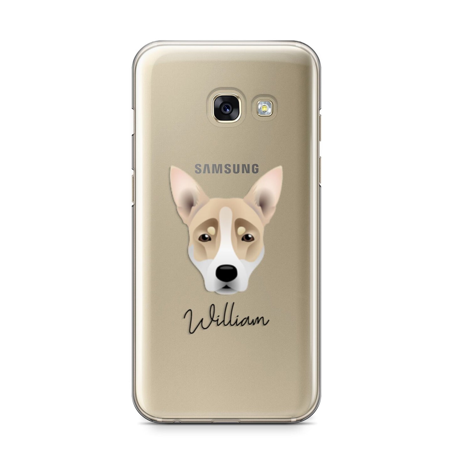 Australian Working Kelpie Personalised Samsung Galaxy A3 2017 Case on gold phone
