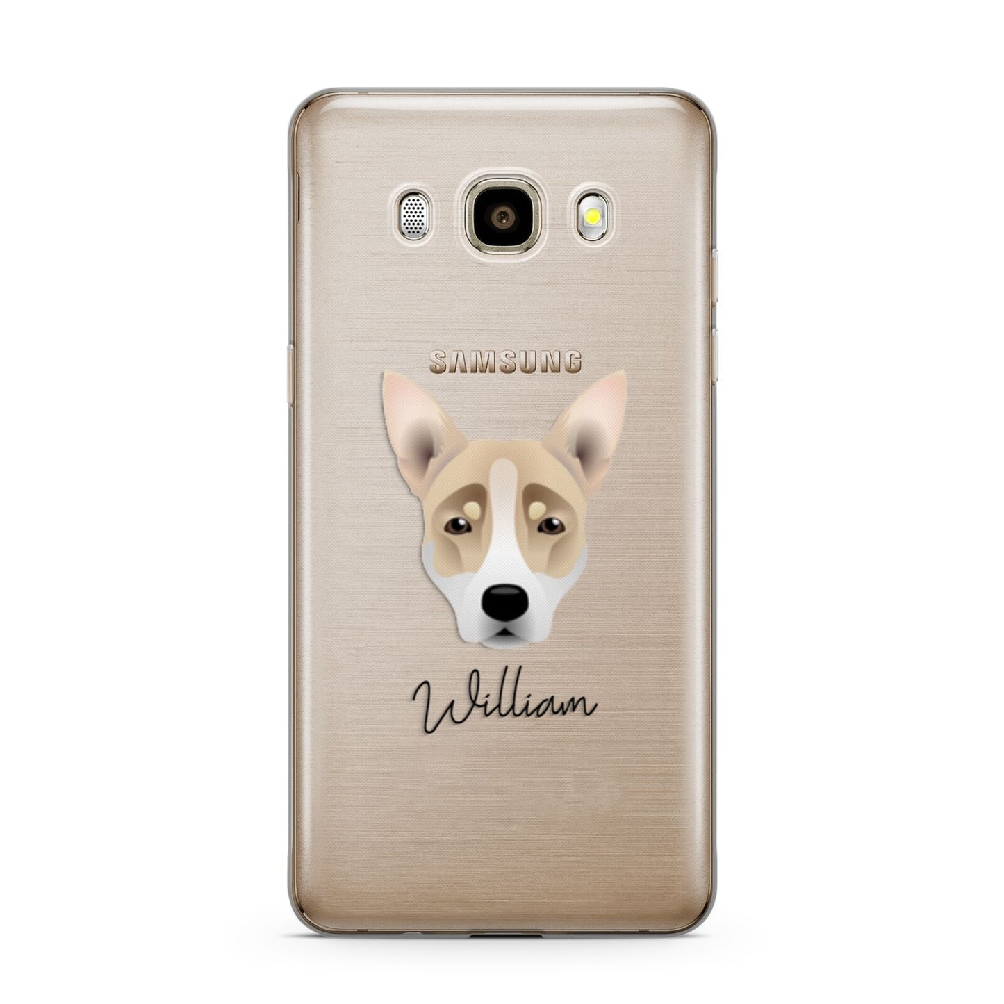 Australian Working Kelpie Personalised Samsung Galaxy J7 2016 Case on gold phone