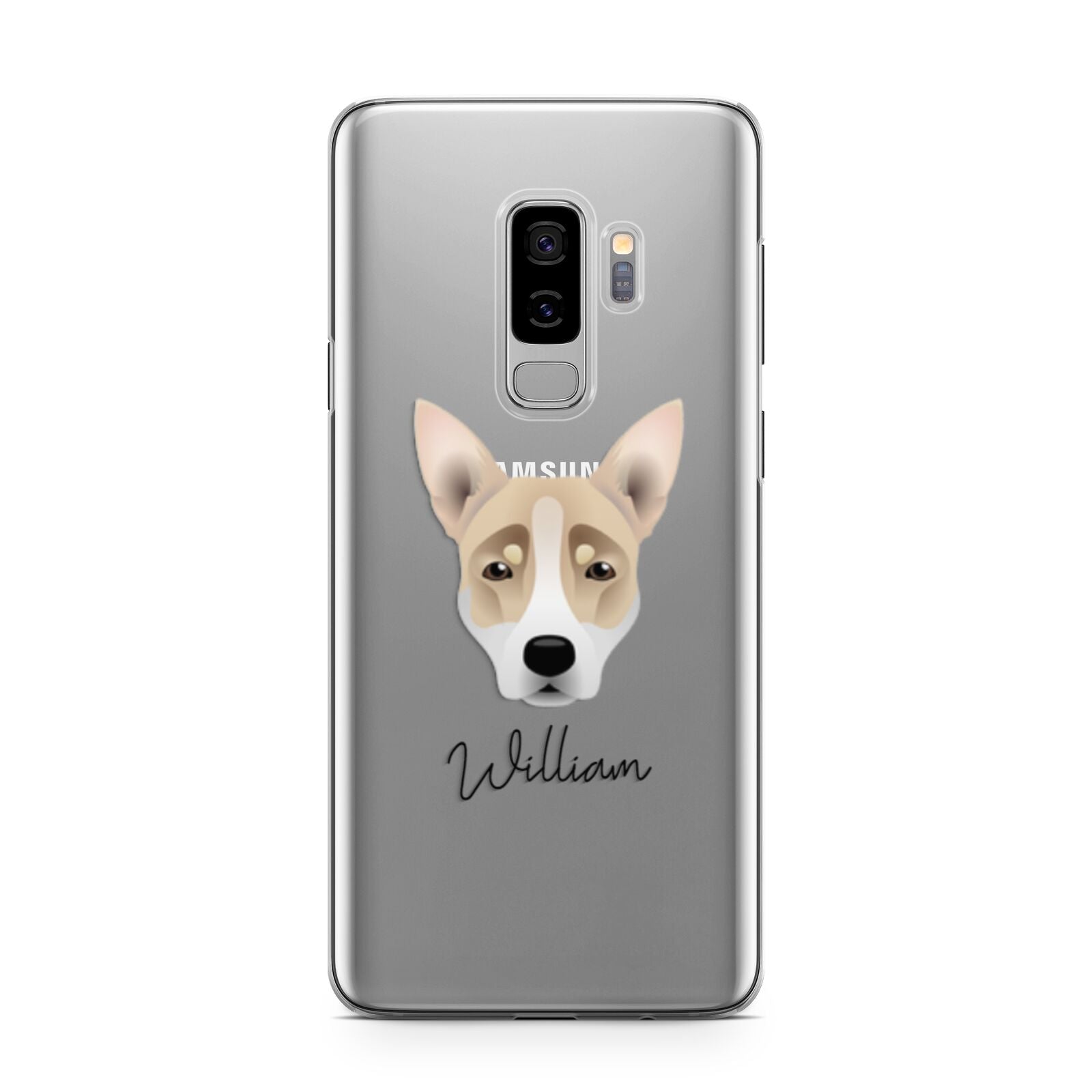 Australian Working Kelpie Personalised Samsung Galaxy S9 Plus Case on Silver phone