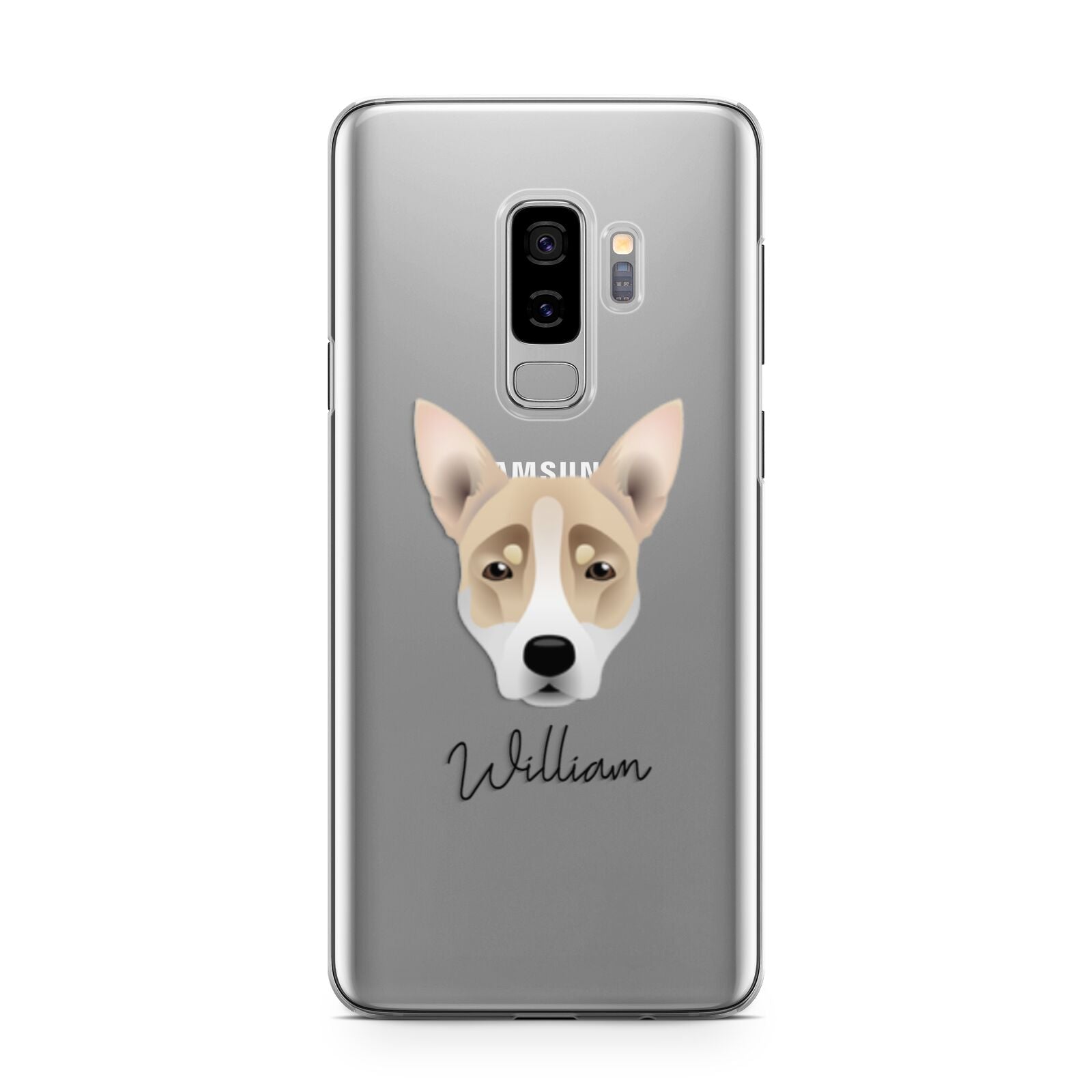 Australian Working Kelpie Personalised Samsung Galaxy S9 Plus Case on Silver phone