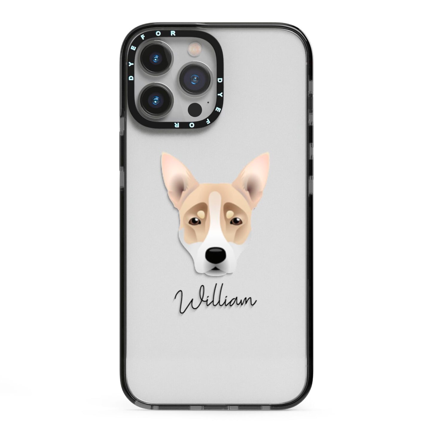 Australian Working Kelpie Personalised iPhone 13 Pro Max Black Impact Case on Silver phone