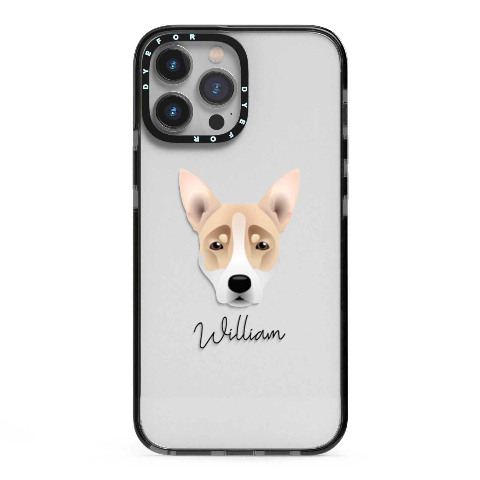 Australian Working Kelpie Personalised iPhone 13 Pro Max Black Impact Case on Silver phone
