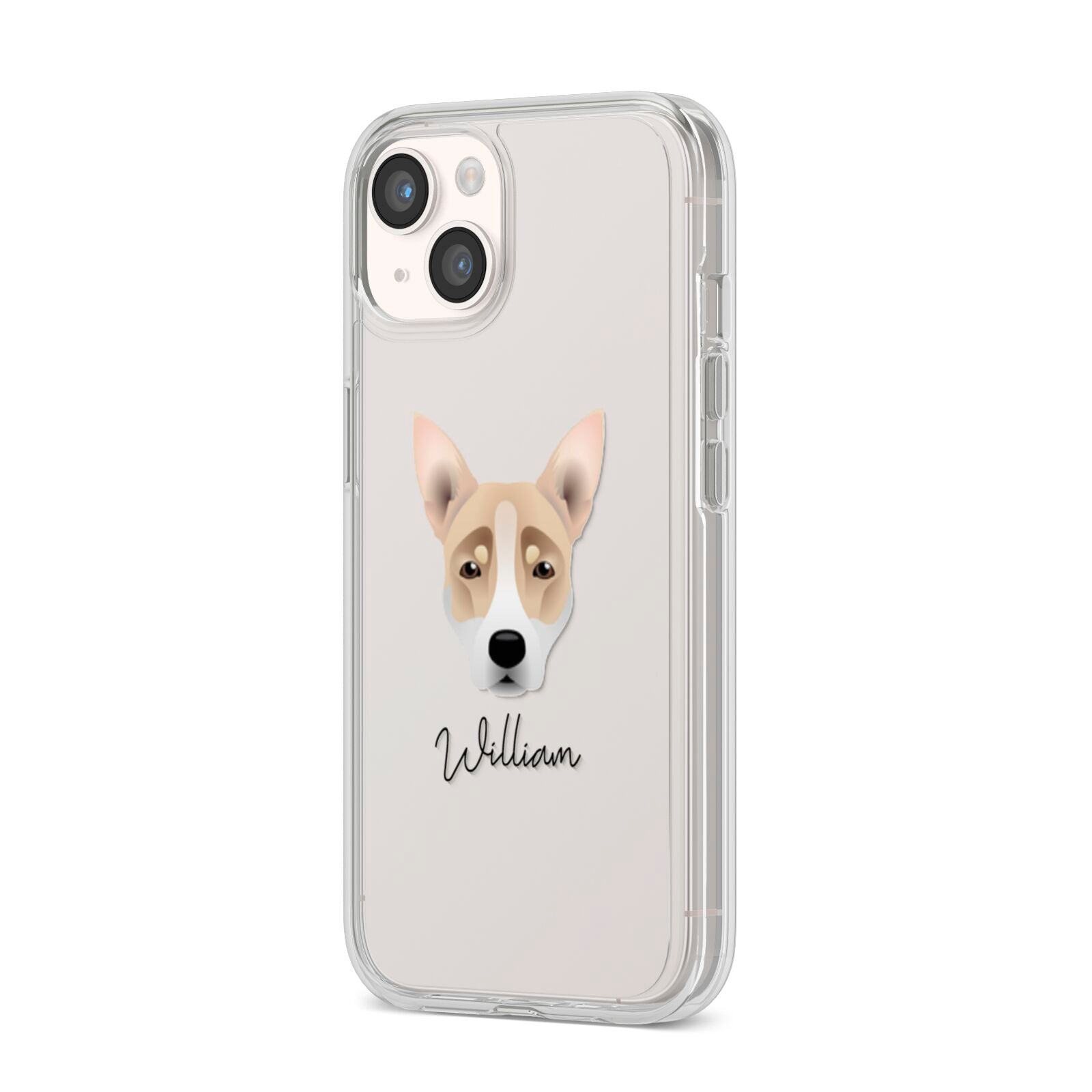 Australian Working Kelpie Personalised iPhone 14 Clear Tough Case Starlight Angled Image