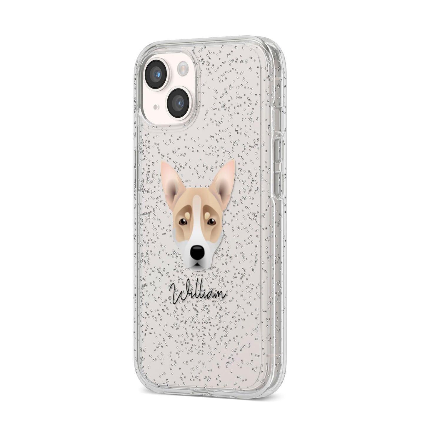 Australian Working Kelpie Personalised iPhone 14 Glitter Tough Case Starlight Angled Image