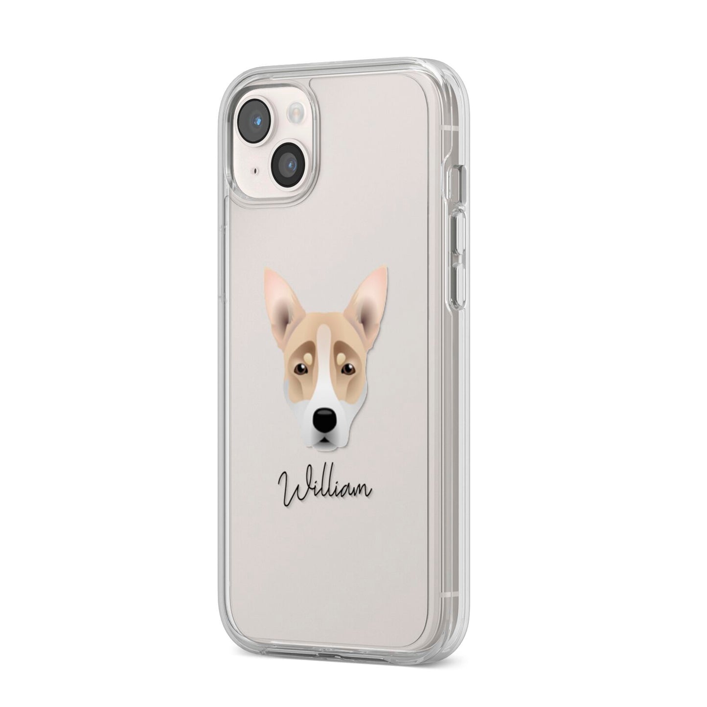 Australian Working Kelpie Personalised iPhone 14 Plus Clear Tough Case Starlight Angled Image