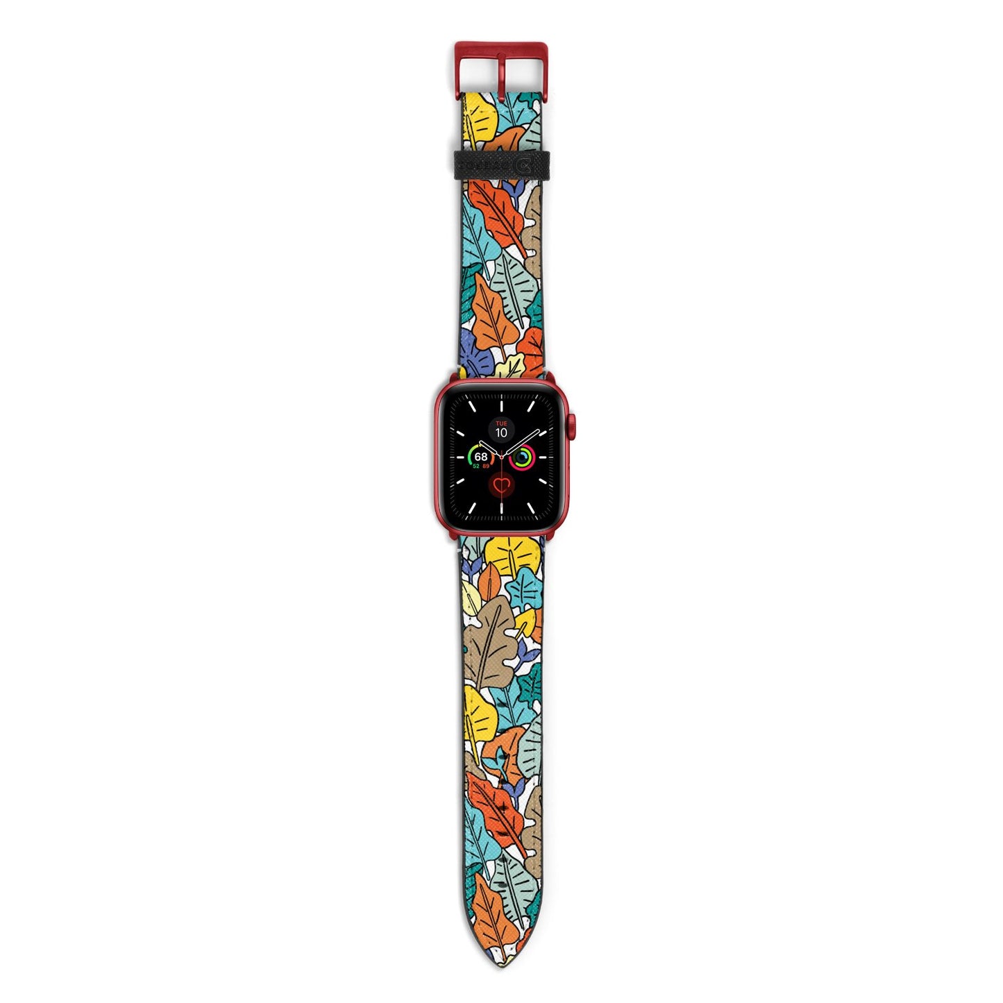 Autumn Leaves Apple Watch Strap with Red Hardware