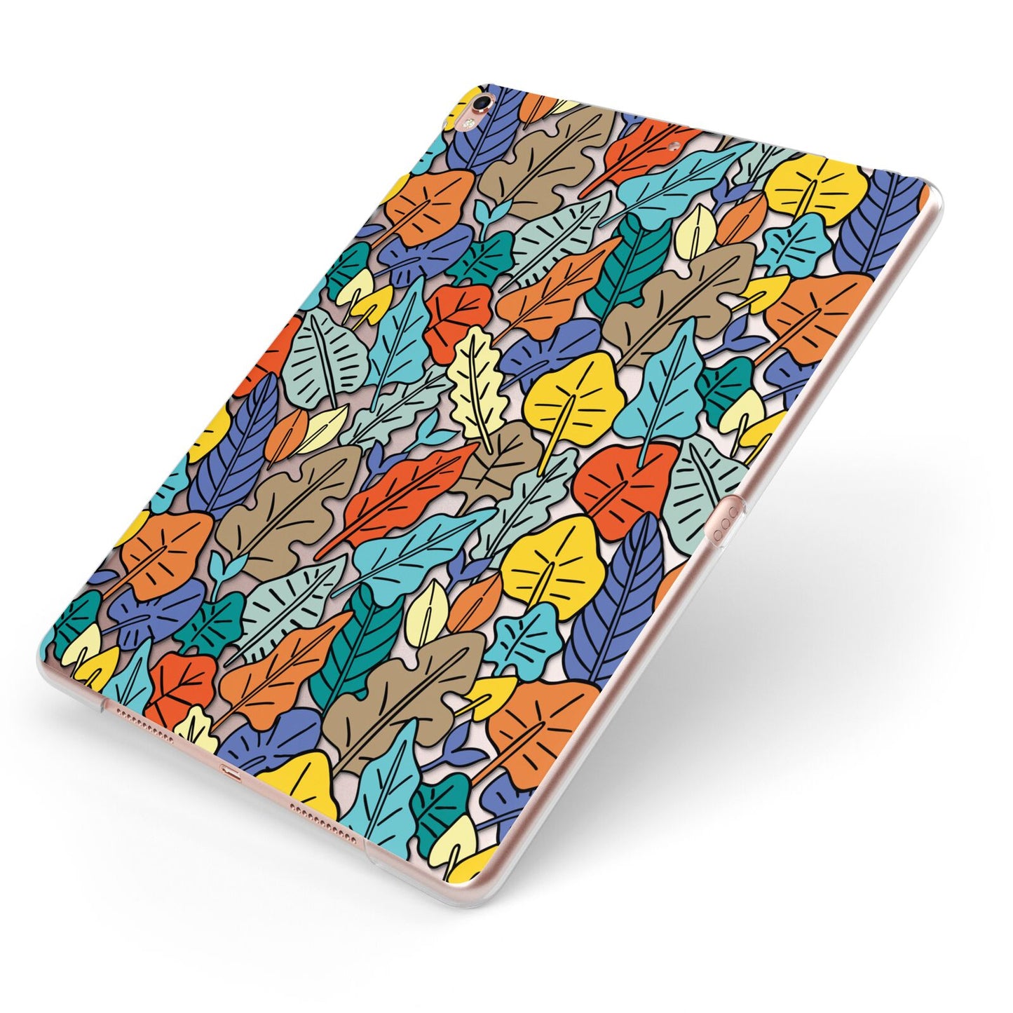 Autumn Leaves Apple iPad Case on Rose Gold iPad Side View
