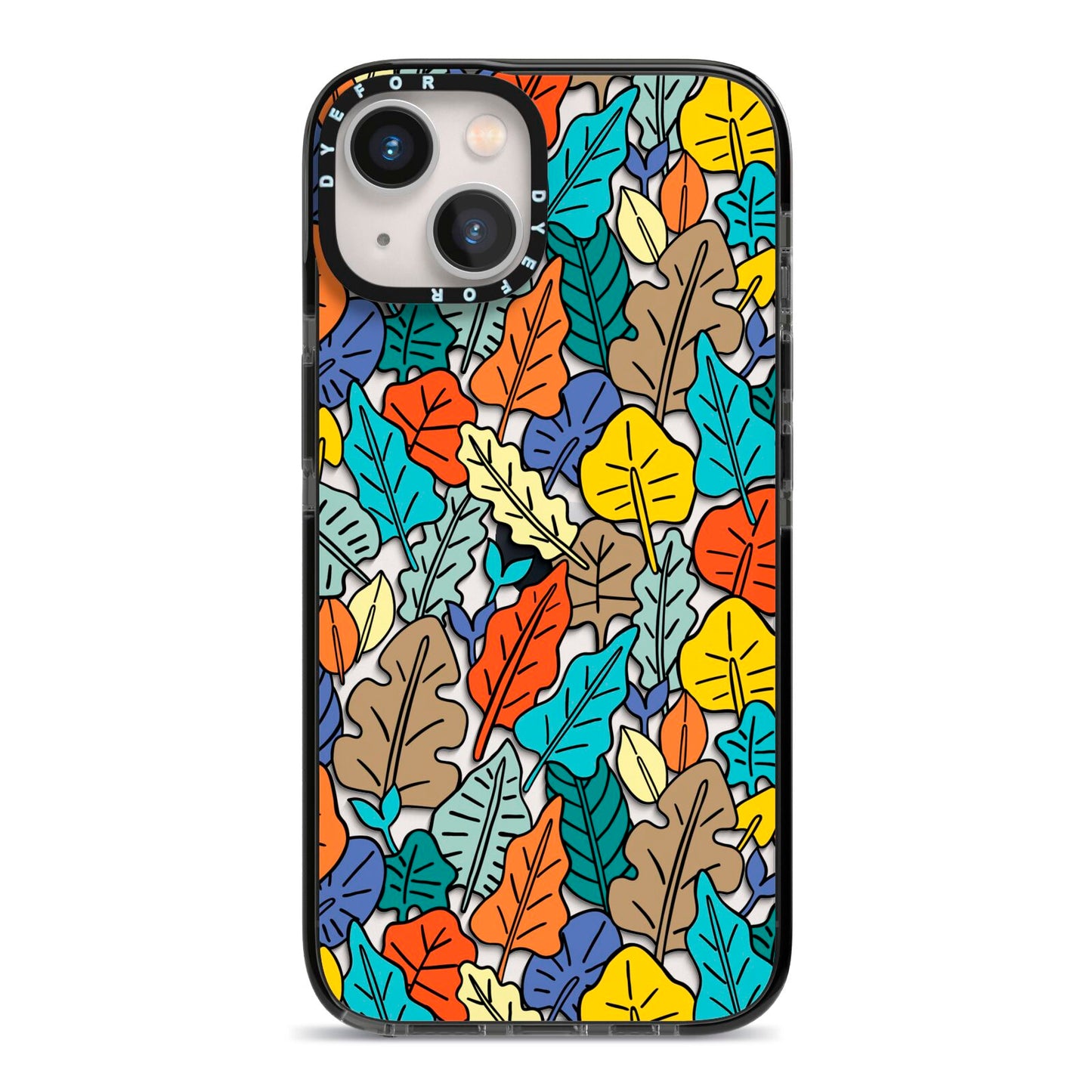Autumn Leaves iPhone 13 Black Impact Case on Silver phone