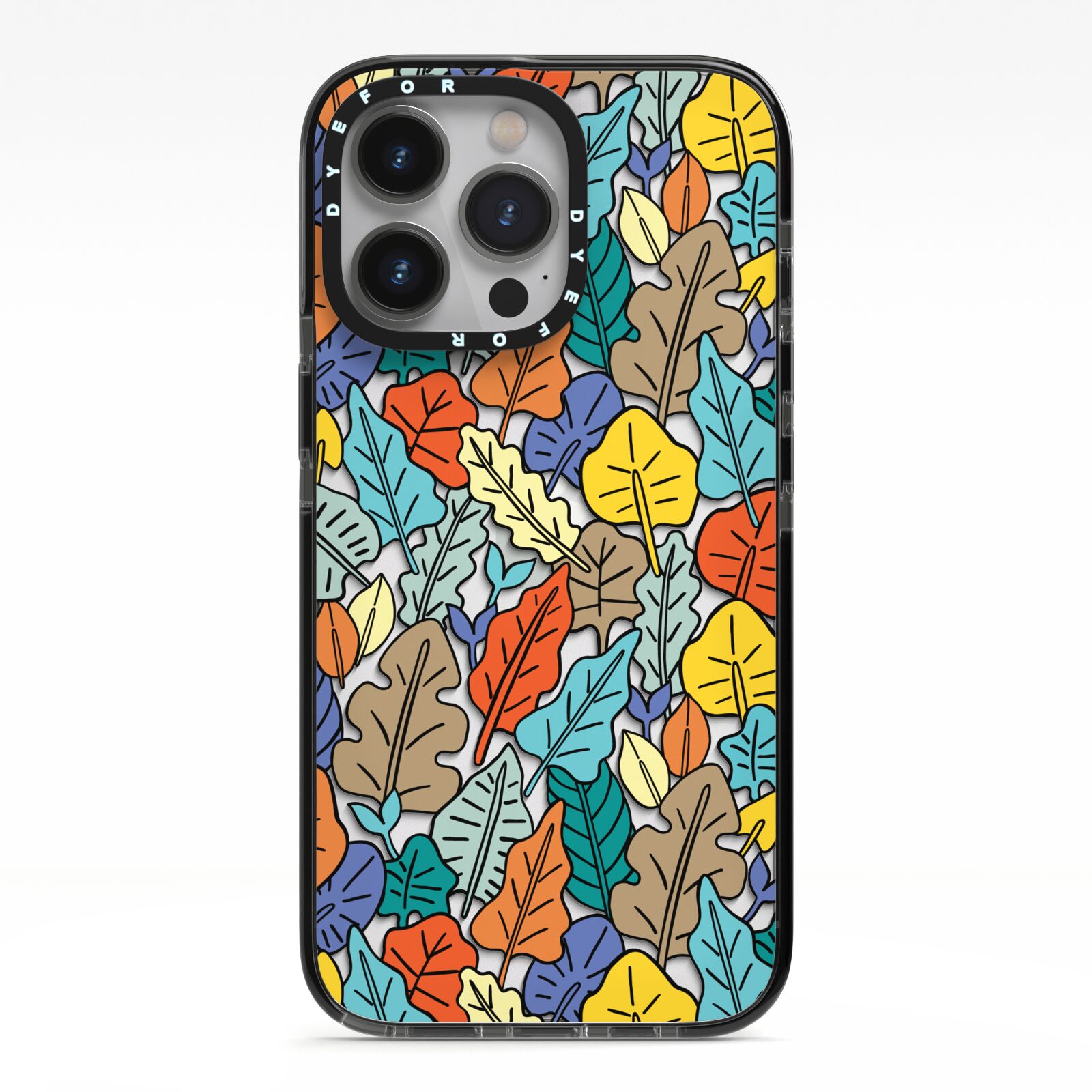 Autumn Leaves iPhone 13 Pro Black Impact Case on Silver phone