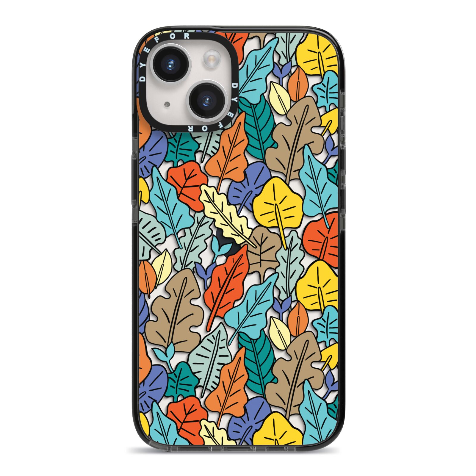 Autumn Leaves iPhone 14 Black Impact Case on Silver phone