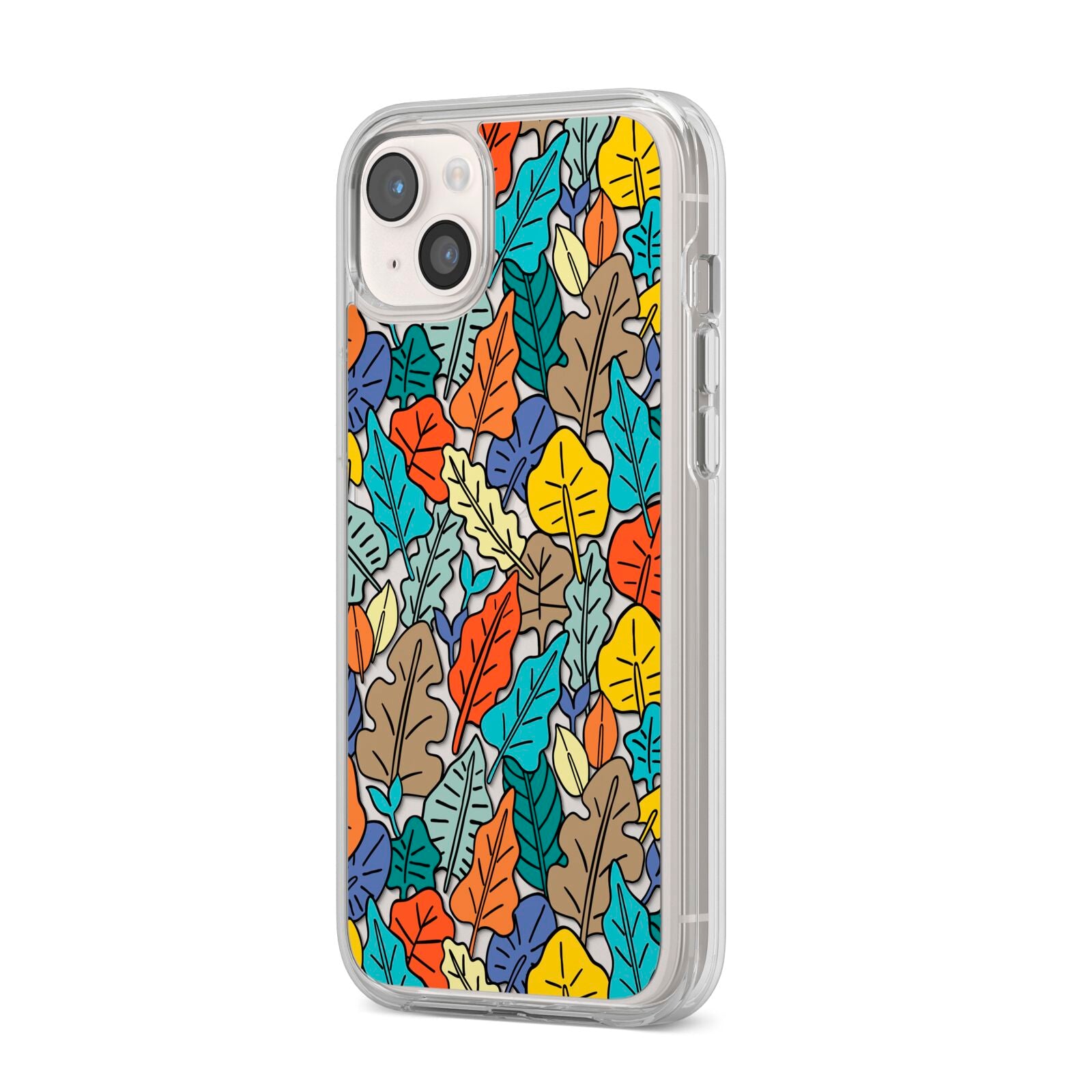 Autumn Leaves iPhone 14 Plus Clear Tough Case Starlight Angled Image