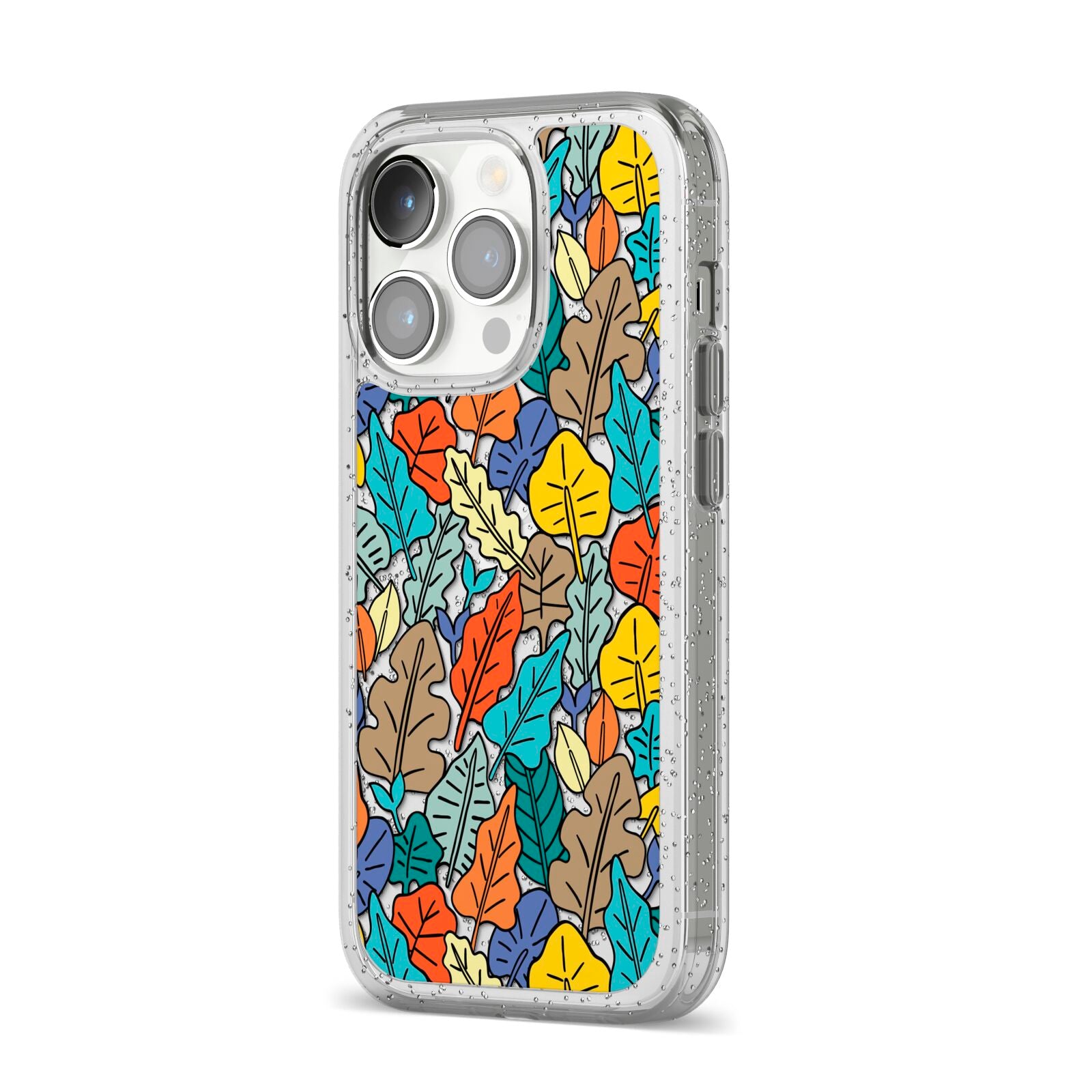 Autumn Leaves iPhone 14 Pro Glitter Tough Case Silver Angled Image