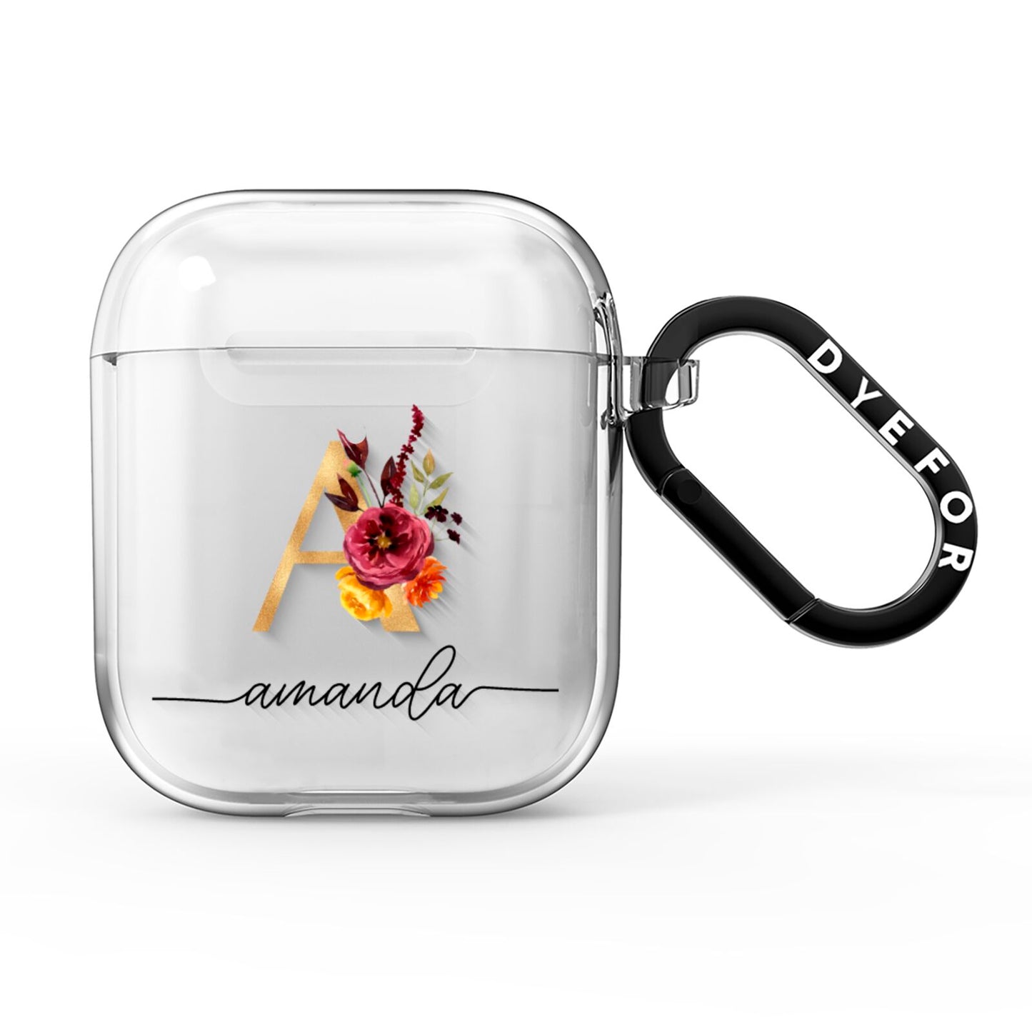 Autumn Watercolour Flowers with Initial AirPods Clear Case