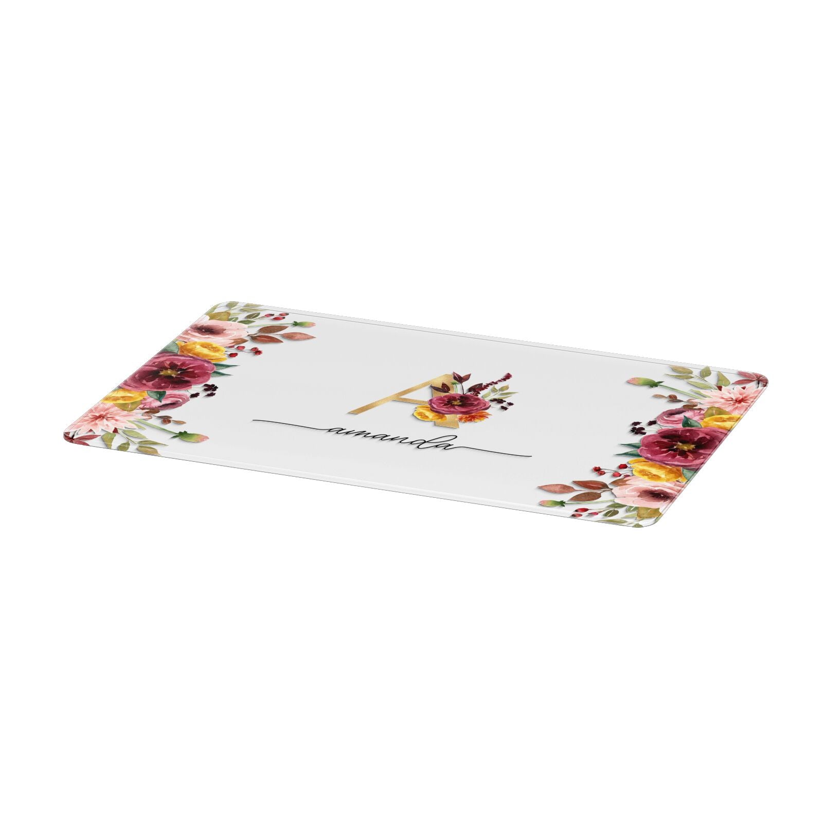Autumn Watercolour Flowers with Initial Apple MacBook Case Only