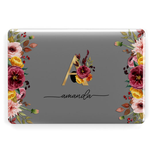 Autumn Watercolour Flowers with Initial Apple MacBook Case