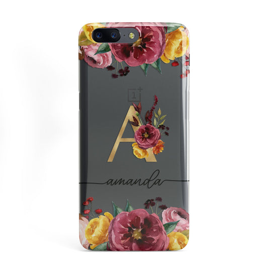 Autumn Watercolour Flowers with Initial OnePlus Case