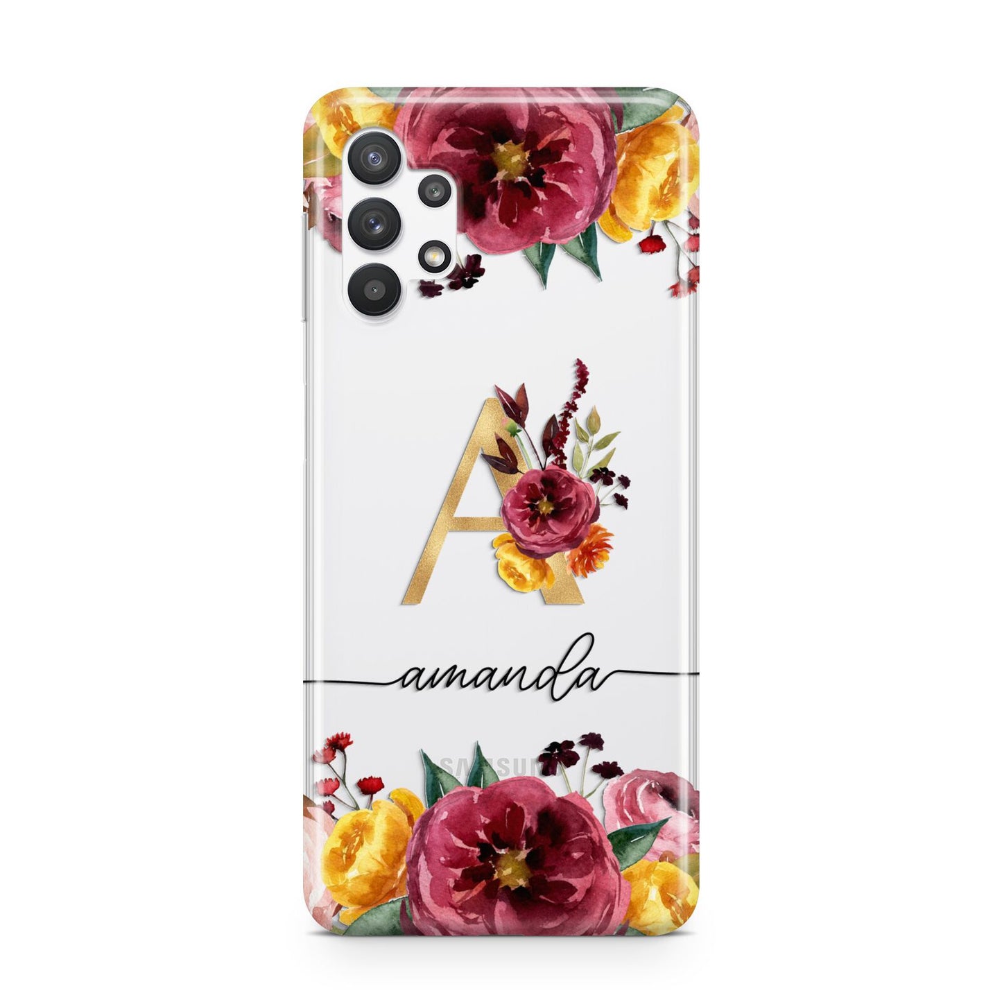 Autumn Watercolour Flowers with Initial Samsung A32 5G Case