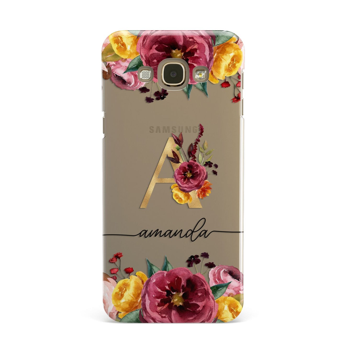 Autumn Watercolour Flowers with Initial Samsung Galaxy A8 Case