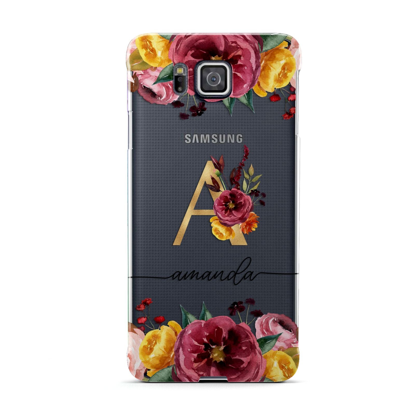 Autumn Watercolour Flowers with Initial Samsung Galaxy Alpha Case