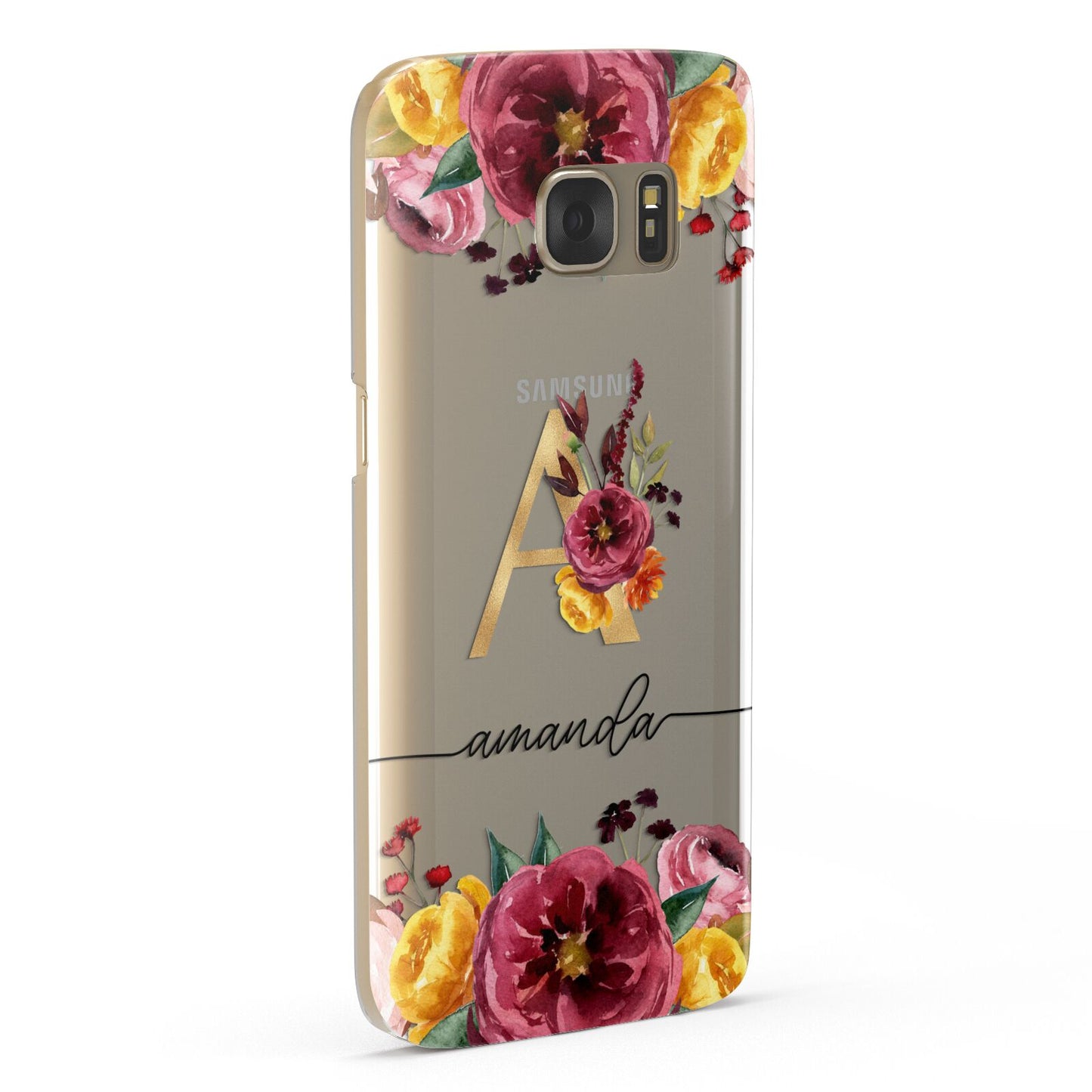 Autumn Watercolour Flowers with Initial Samsung Galaxy Case Fourty Five Degrees
