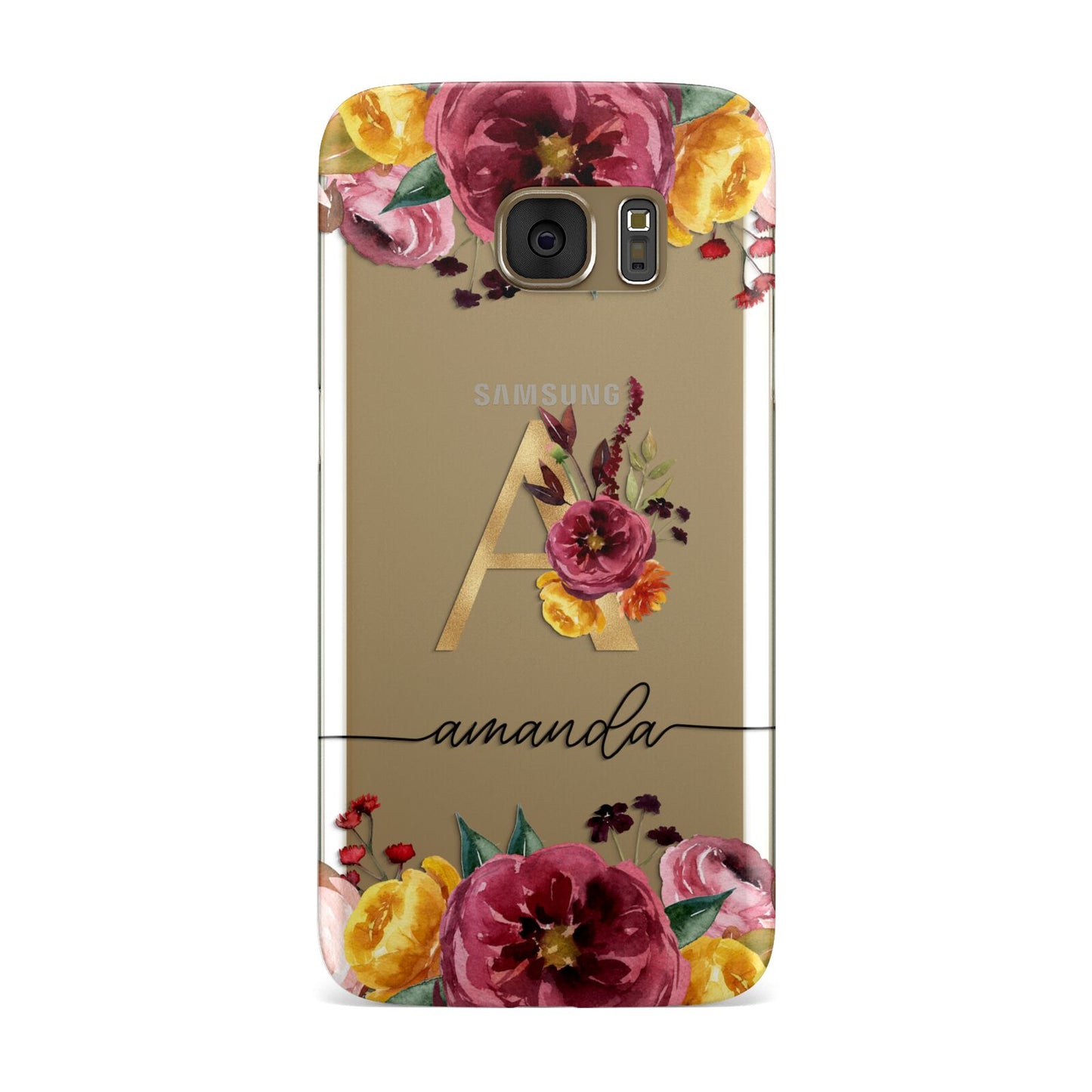 Autumn Watercolour Flowers with Initial Samsung Galaxy Case