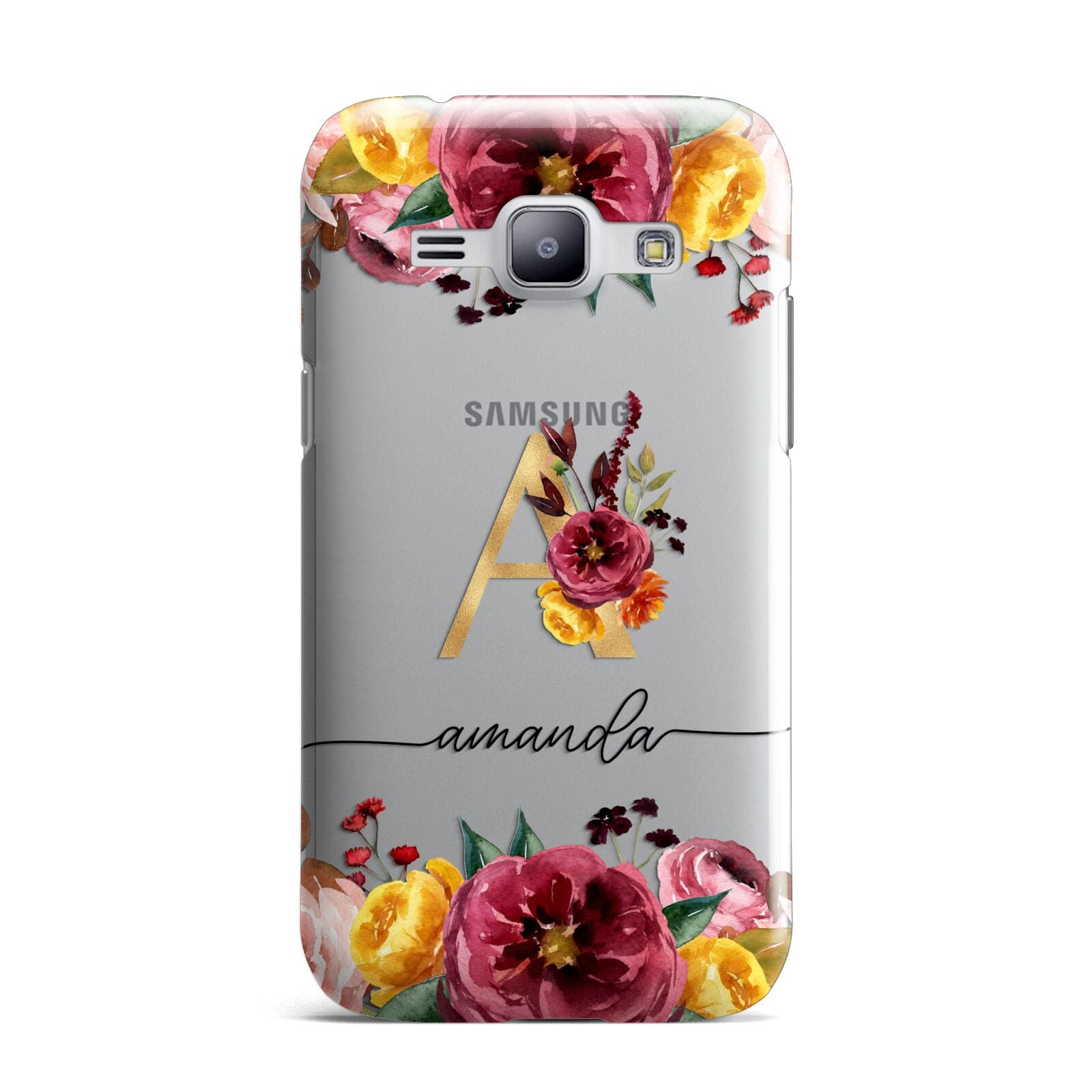 Autumn Watercolour Flowers with Initial Samsung Galaxy J1 2015 Case