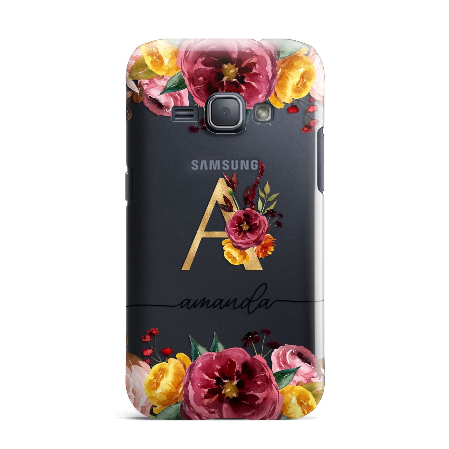 Autumn Watercolour Flowers with Initial Samsung Galaxy J1 2016 Case