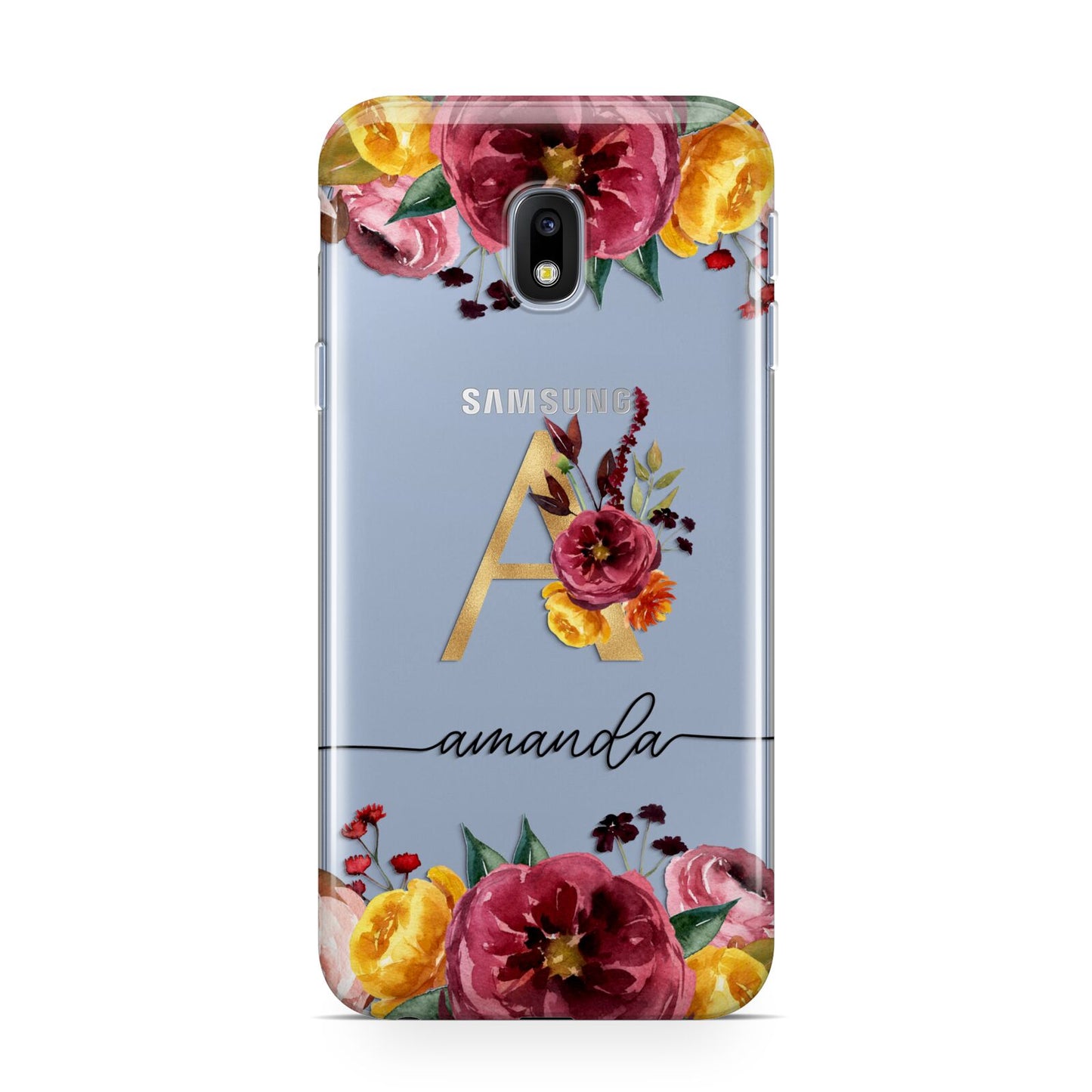 Autumn Watercolour Flowers with Initial Samsung Galaxy J3 2017 Case