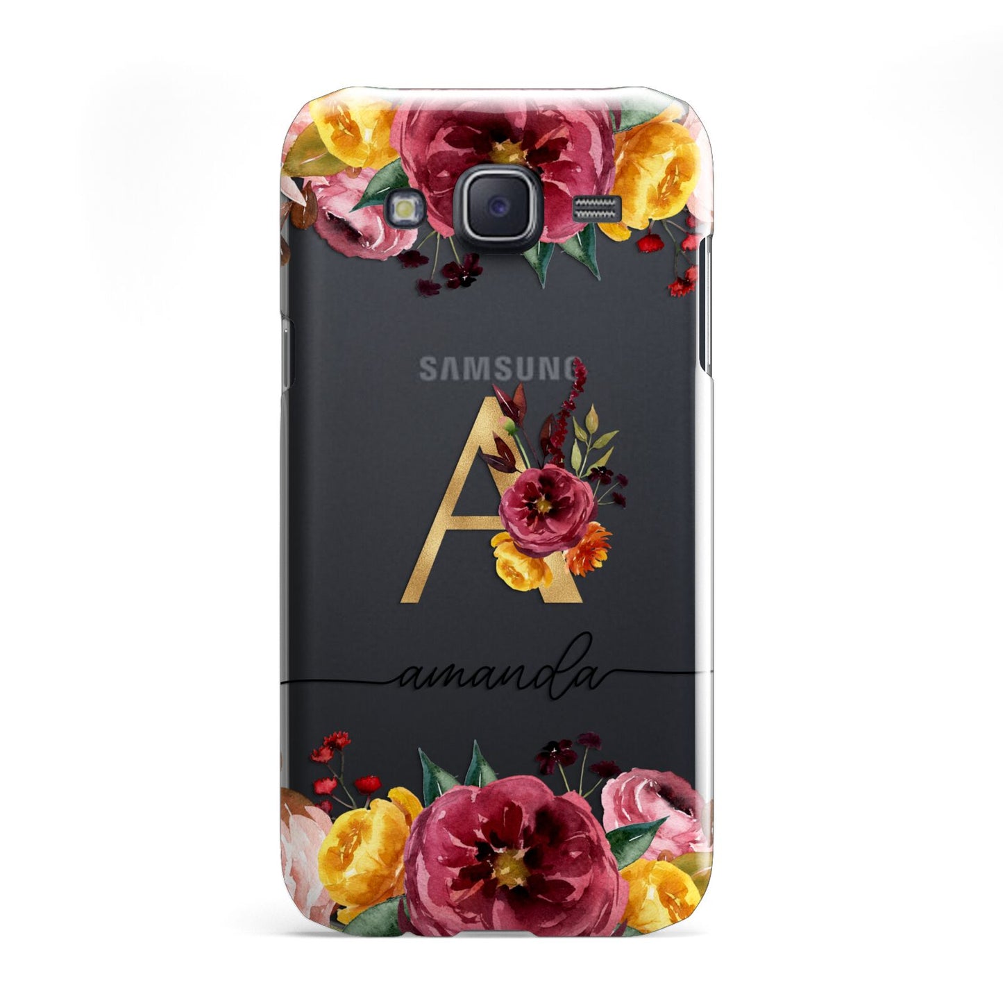 Autumn Watercolour Flowers with Initial Samsung Galaxy J5 Case