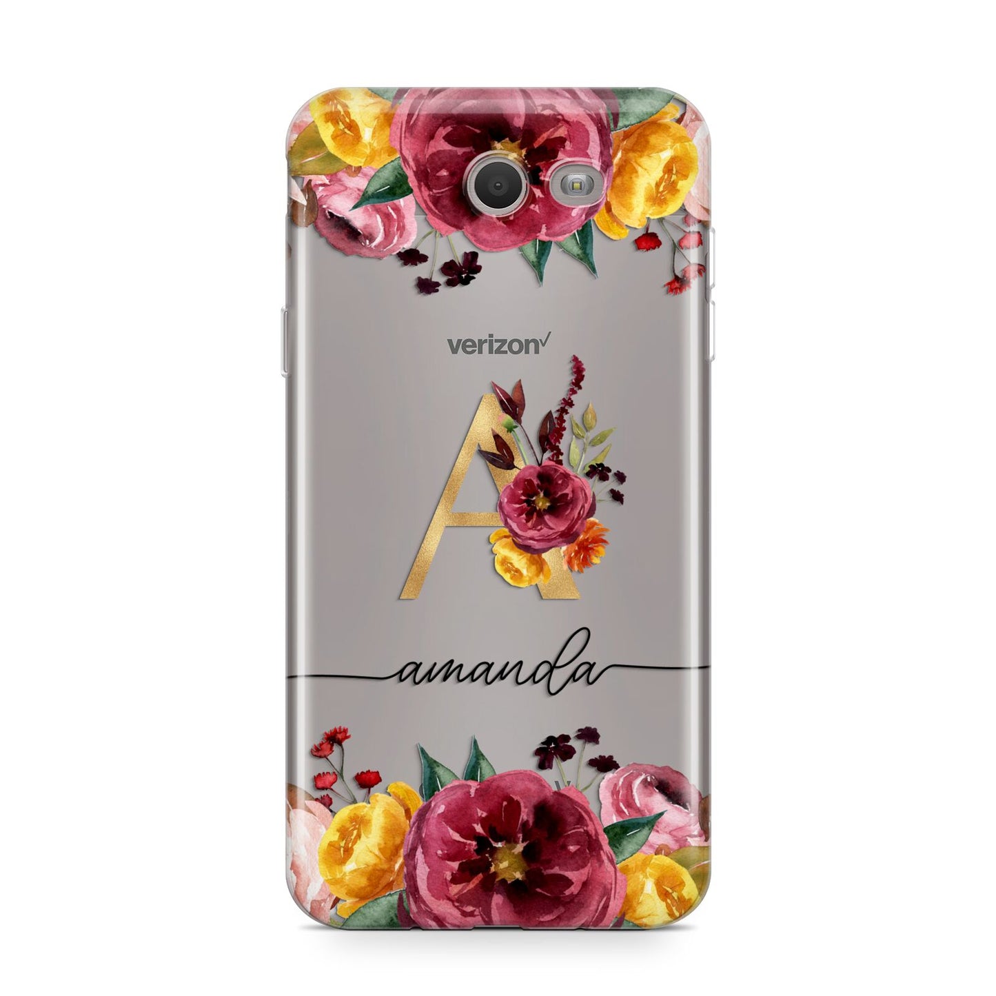 Autumn Watercolour Flowers with Initial Samsung Galaxy J7 2017 Case