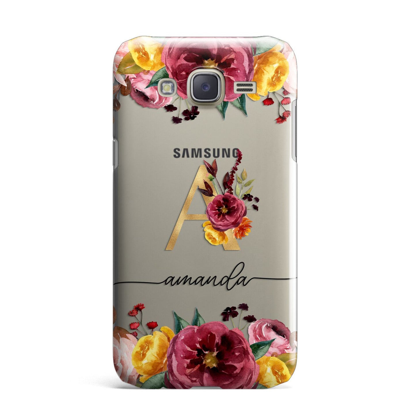 Autumn Watercolour Flowers with Initial Samsung Galaxy J7 Case