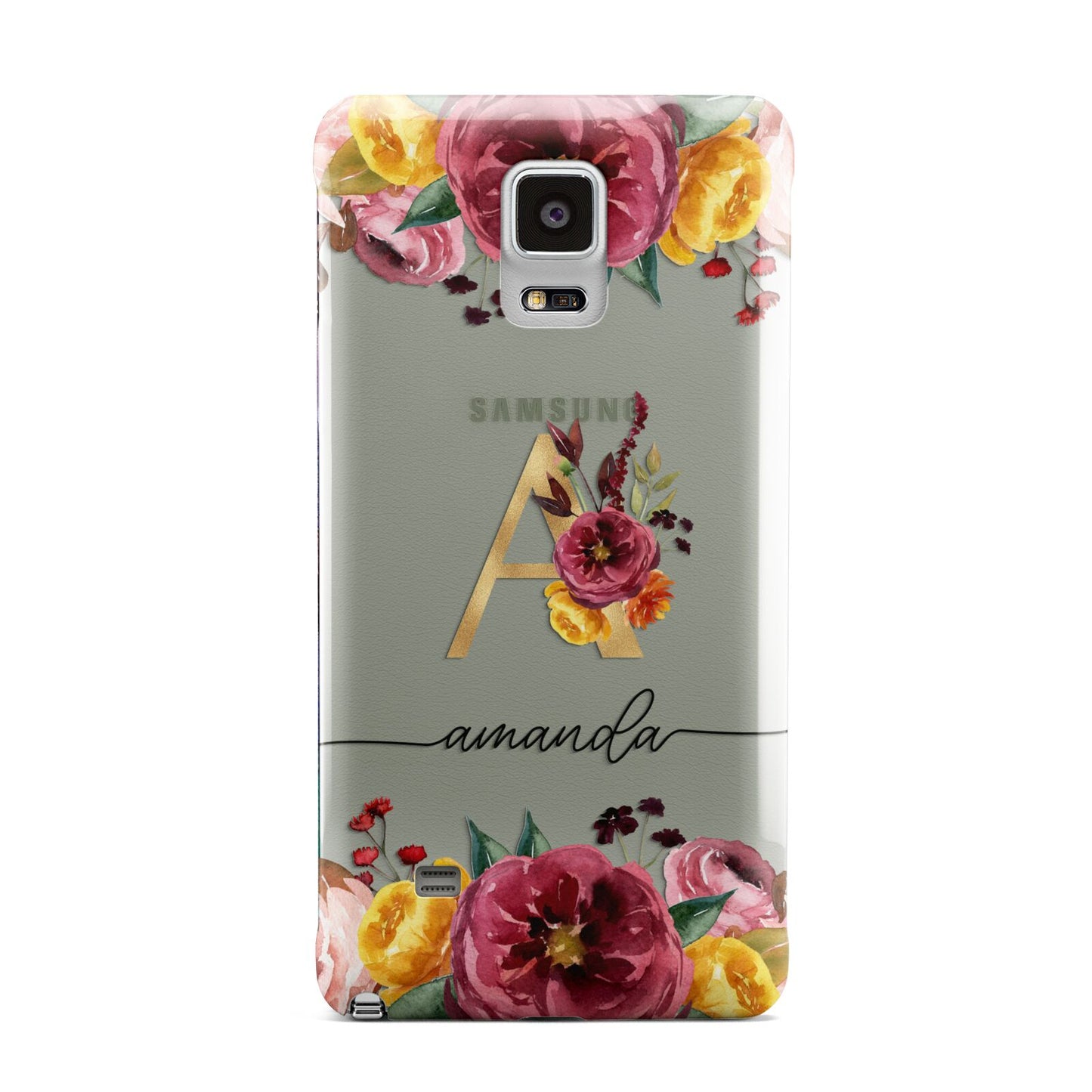 Autumn Watercolour Flowers with Initial Samsung Galaxy Note 4 Case
