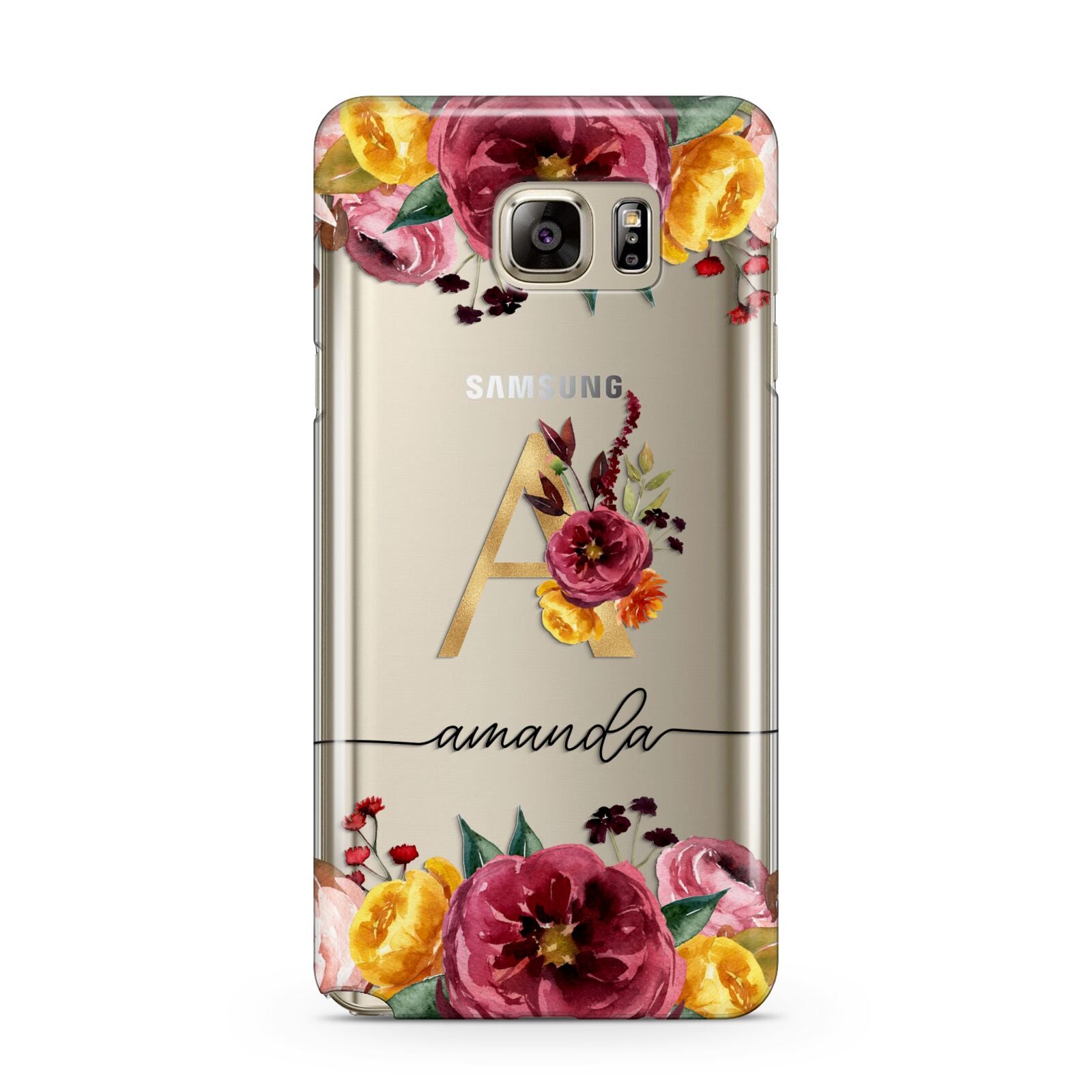 Autumn Watercolour Flowers with Initial Samsung Galaxy Note 5 Case