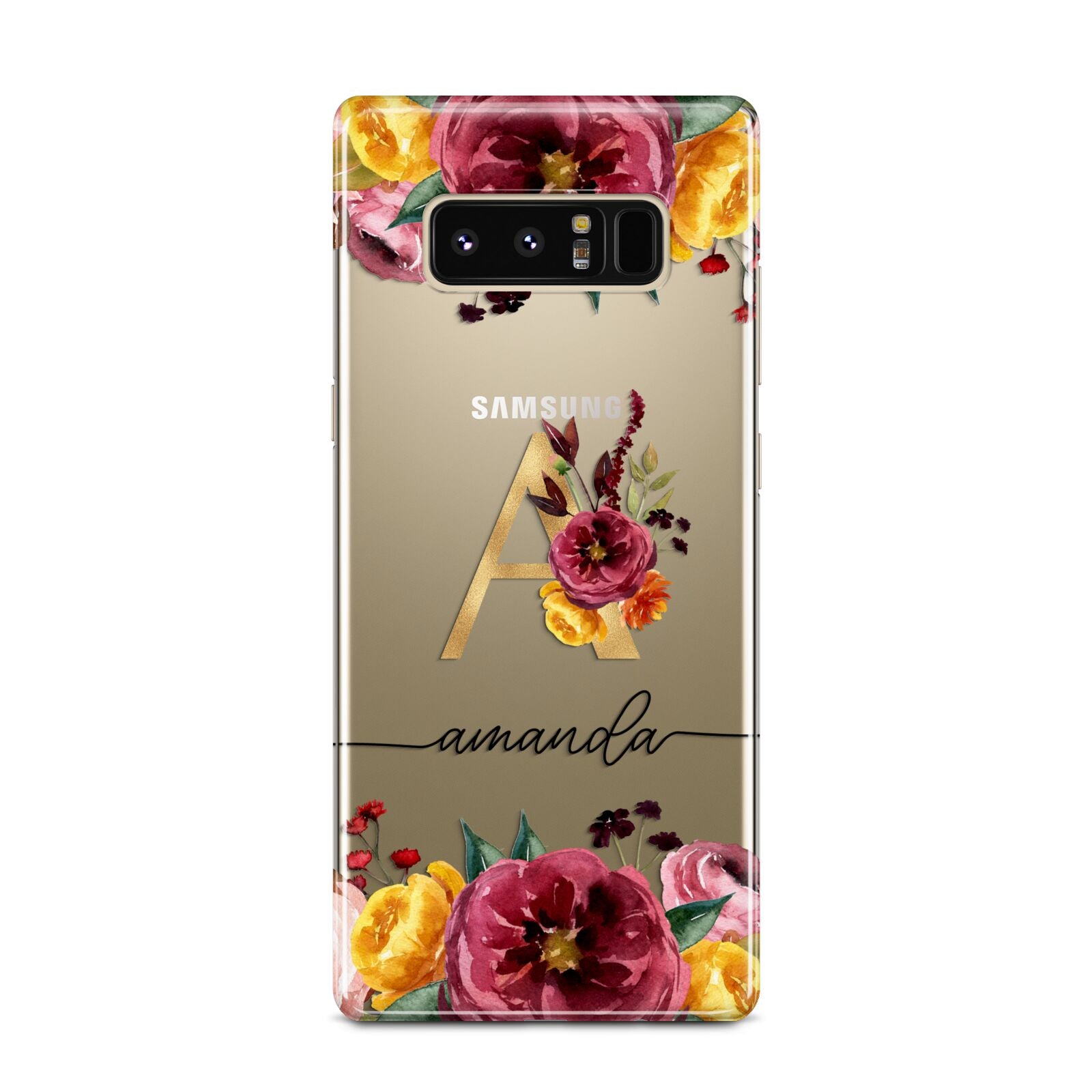 Autumn Watercolour Flowers with Initial Samsung Galaxy Note 8 Case
