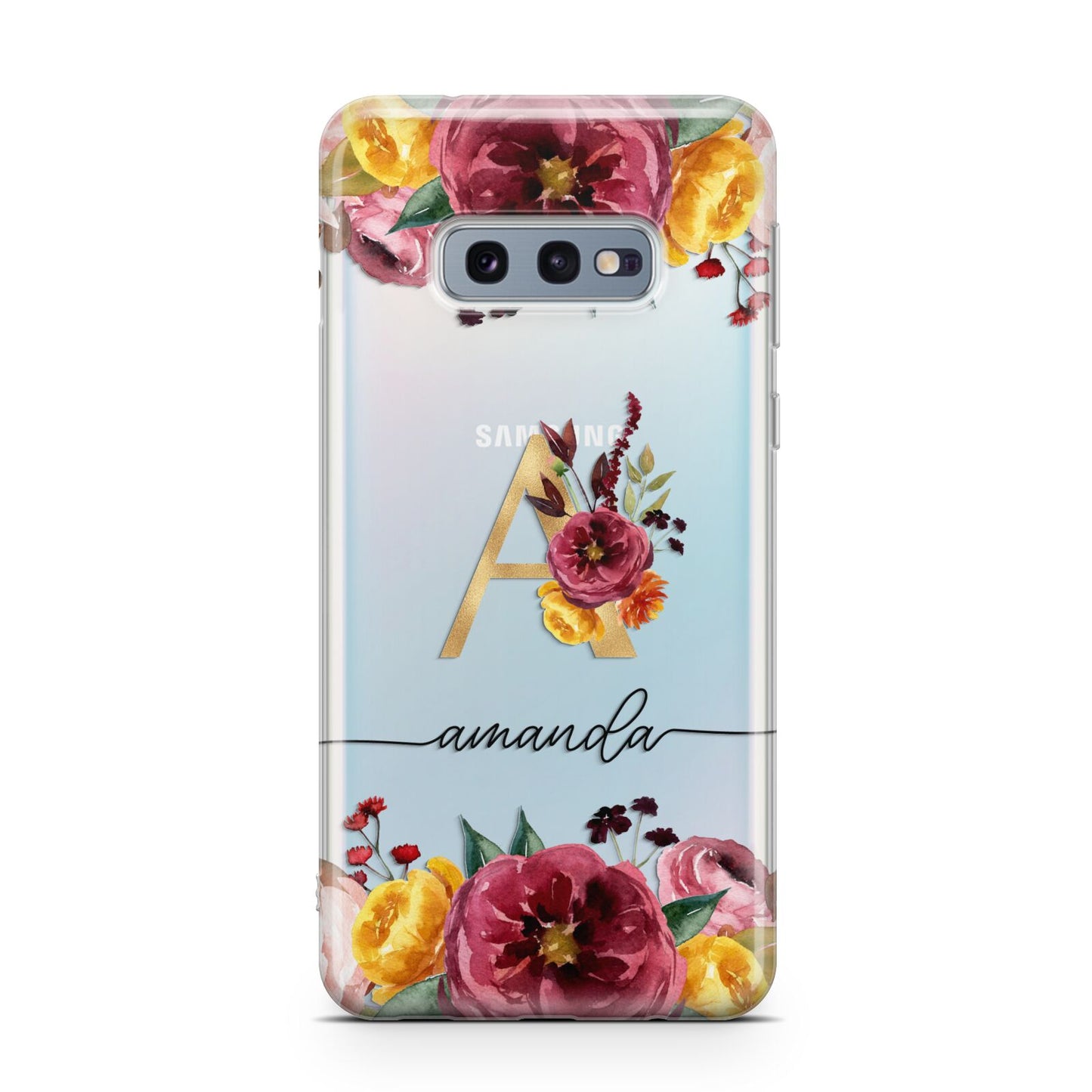 Autumn Watercolour Flowers with Initial Samsung Galaxy S10E Case