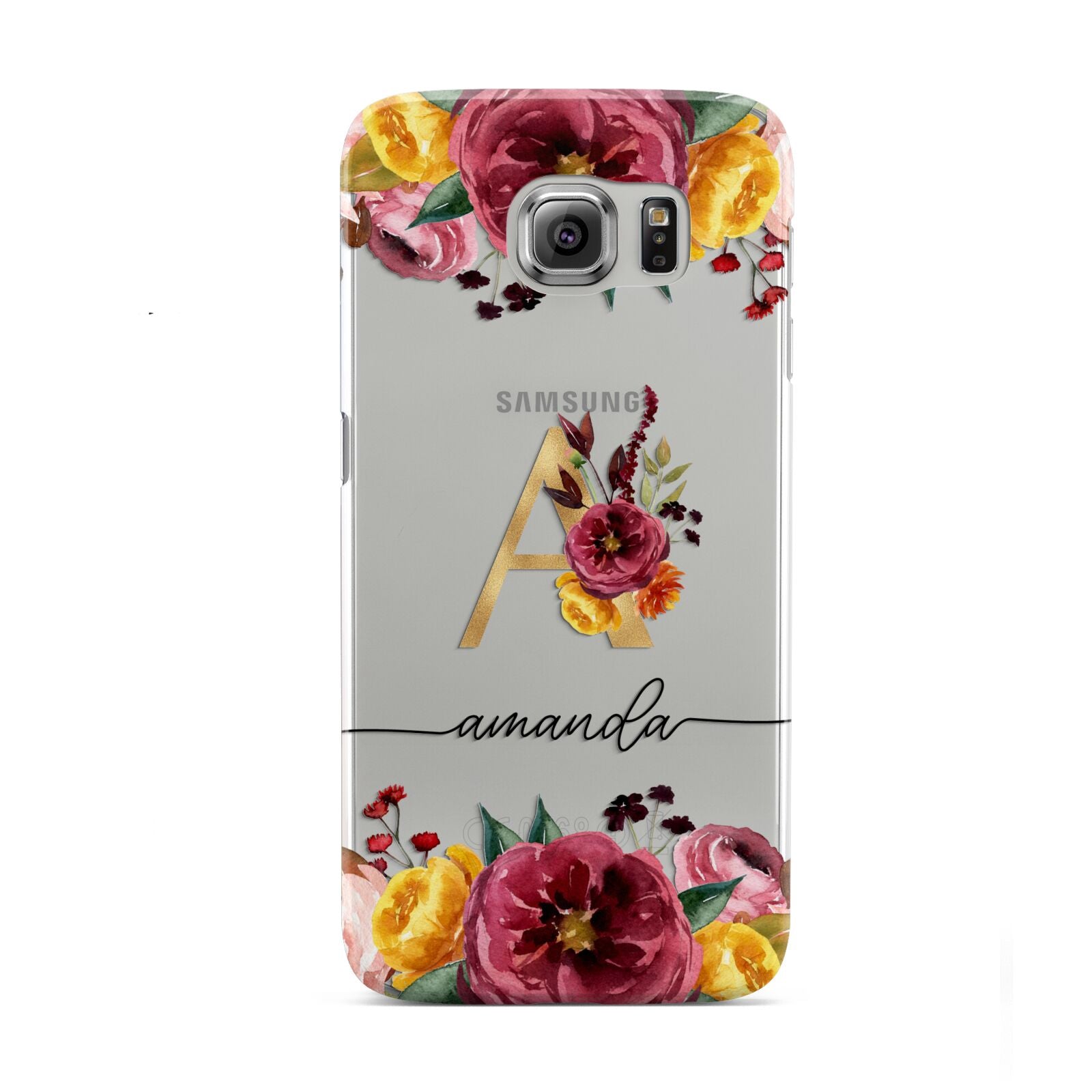 Autumn Watercolour Flowers with Initial Samsung Galaxy S6 Case