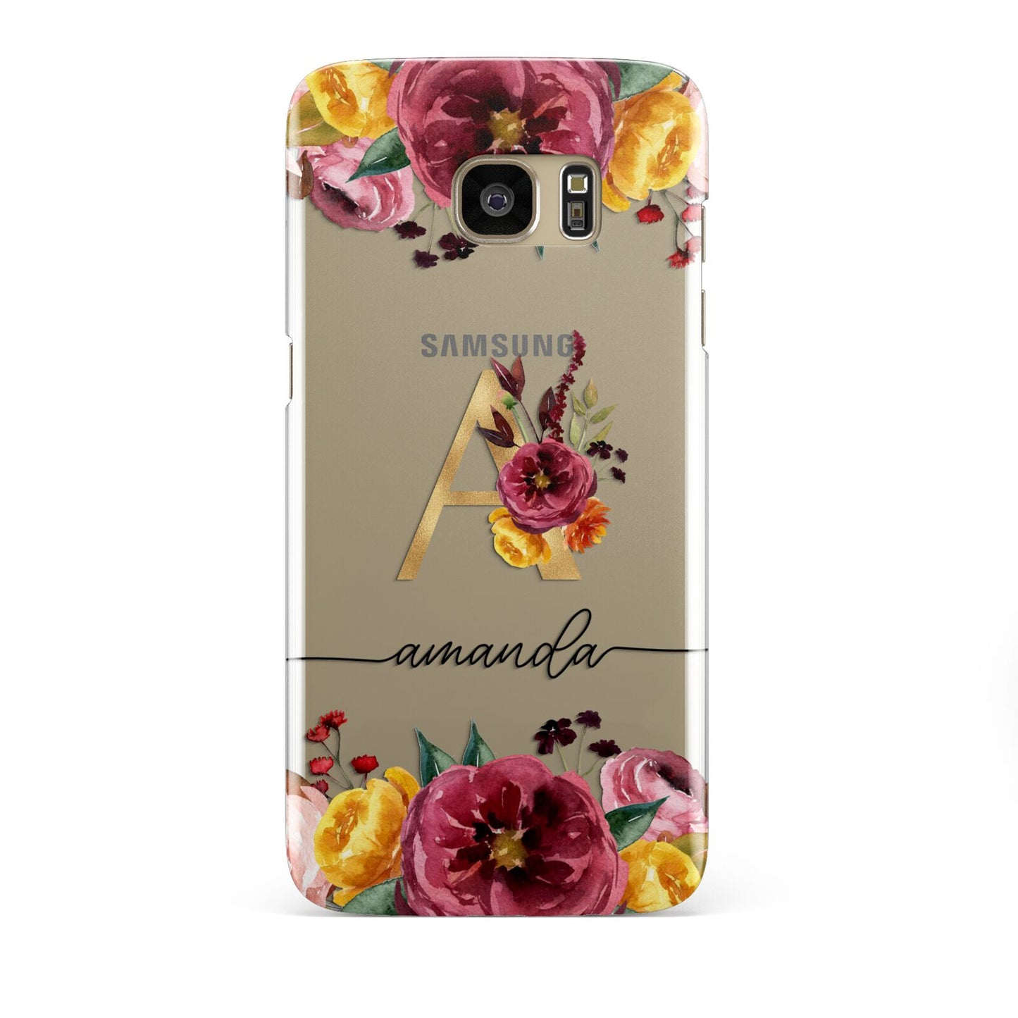 Autumn Watercolour Flowers with Initial Samsung Galaxy S7 Edge Case