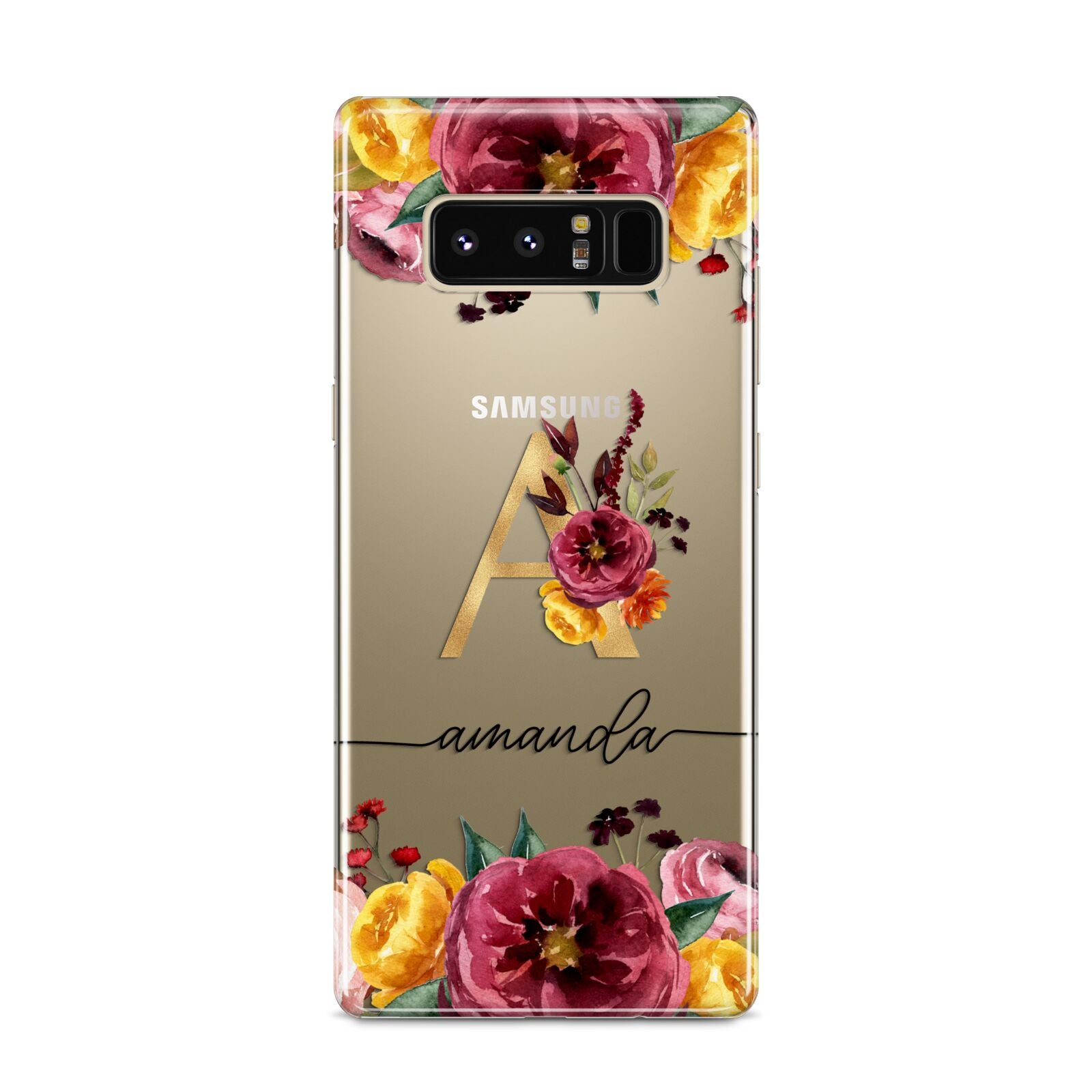 Autumn Watercolour Flowers with Initial Samsung Galaxy S8 Case