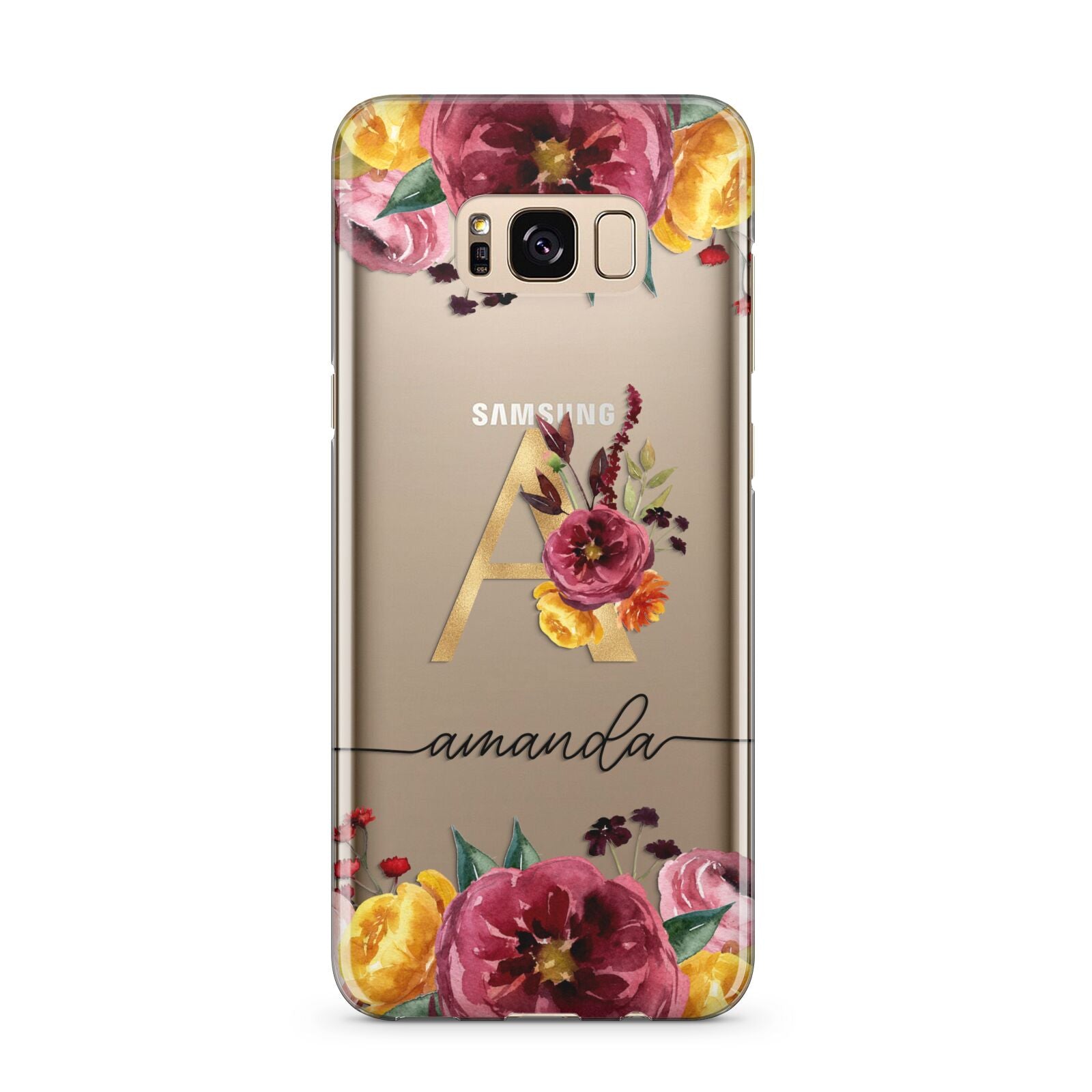 Autumn Watercolour Flowers with Initial Samsung Galaxy S8 Plus Case