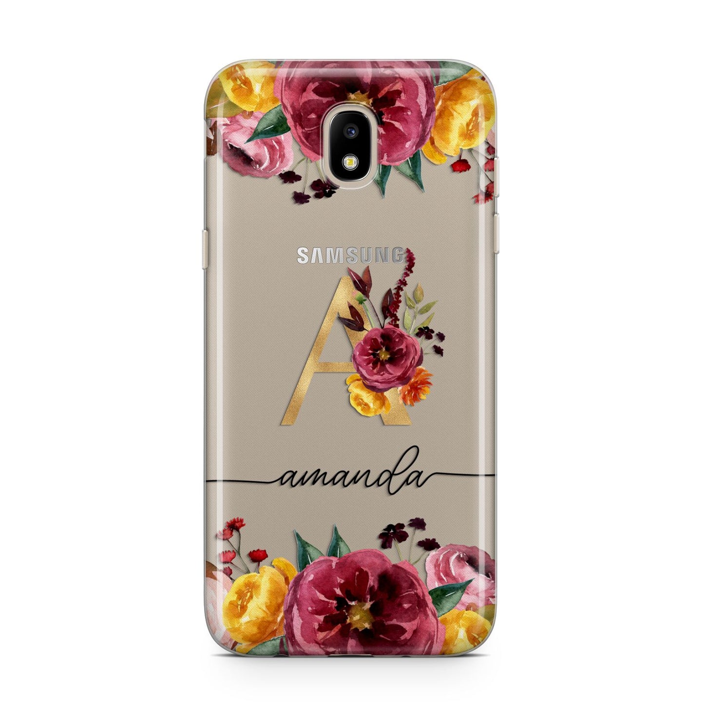 Autumn Watercolour Flowers with Initial Samsung J5 2017 Case