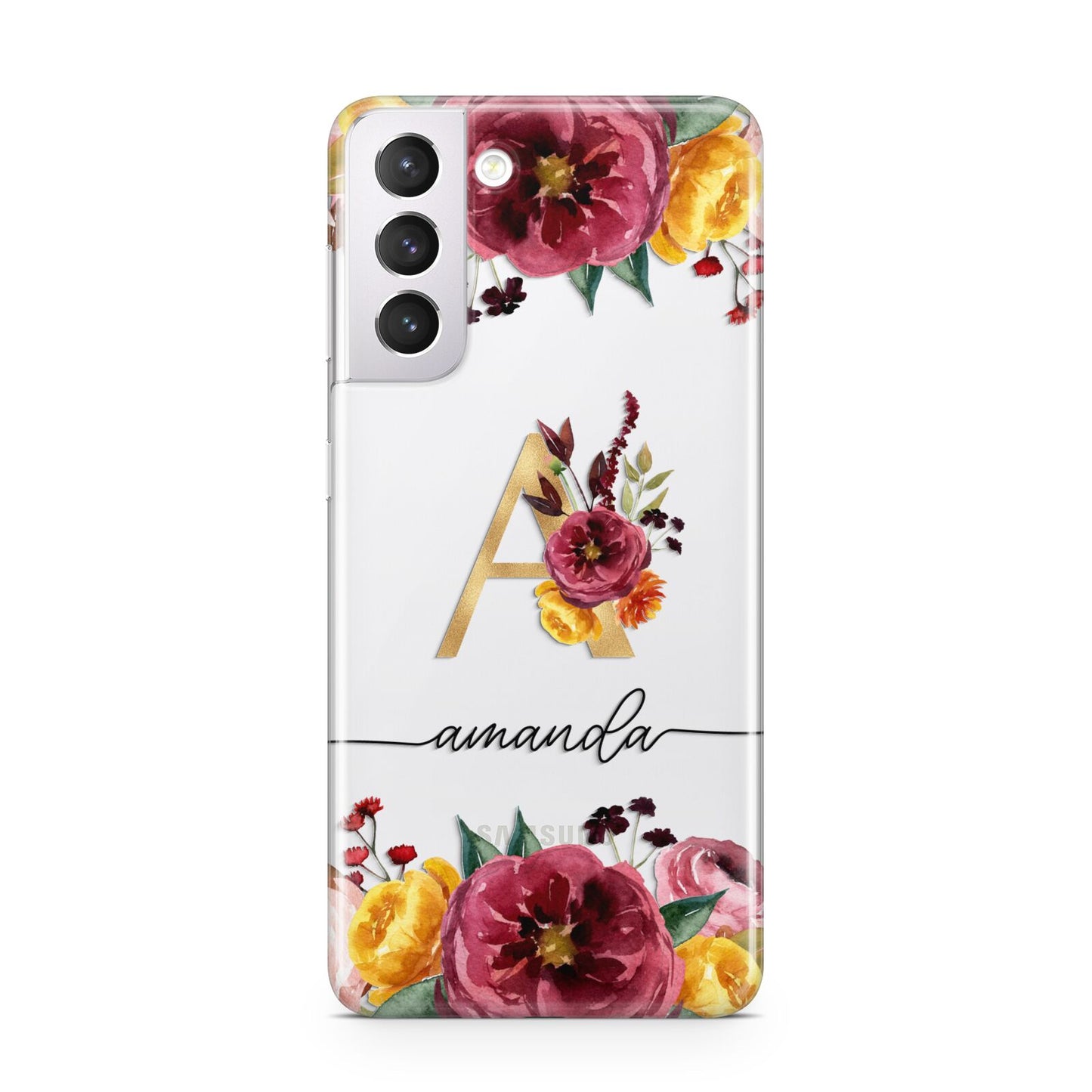 Autumn Watercolour Flowers with Initial Samsung S21 Case
